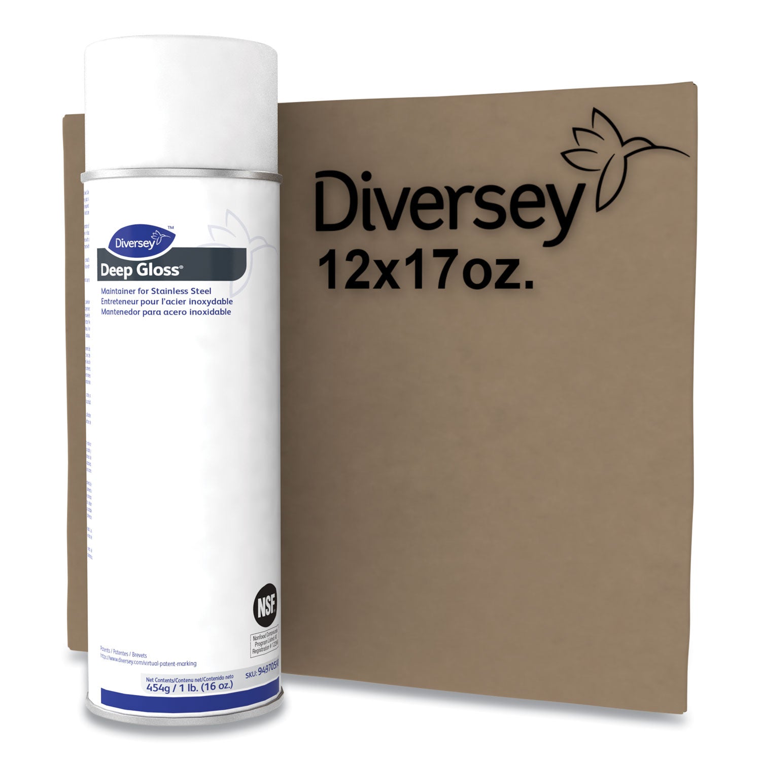 Diversey™ Deep Gloss Stainless Steel Maintainer, 16 Oz Aerosol Spray, 12/carton