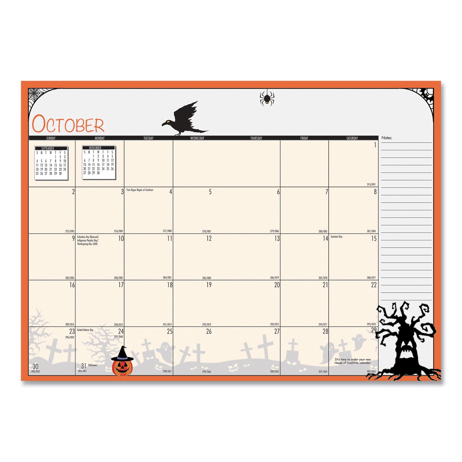 House of Doolittle™ Seasonal Monthly Planner, Illustrated Seasons Artwork, 10 x 7, Light Blue Cover, 12-Month (Jan to Dec): 2025
