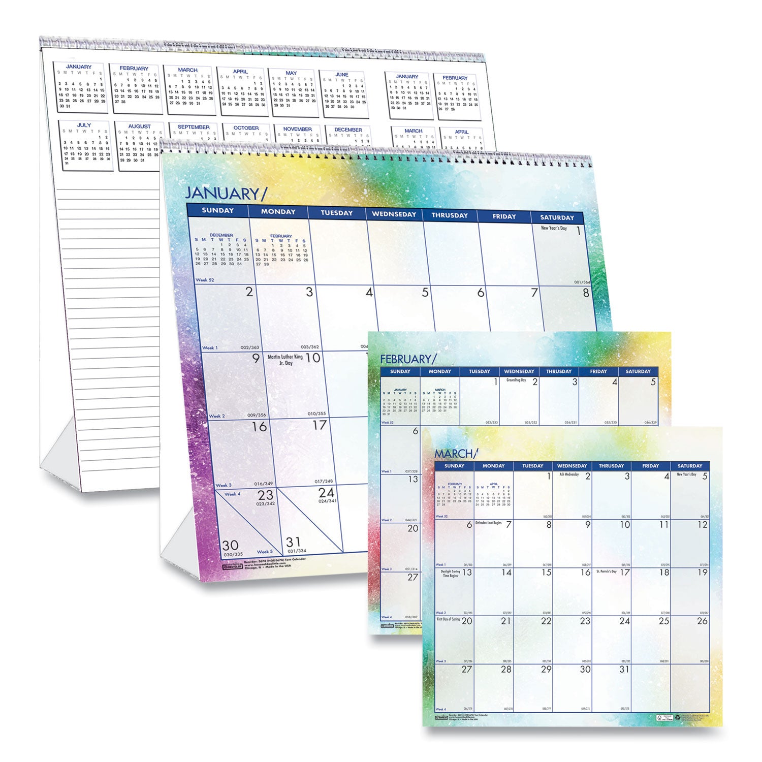 Recycled Cosmos Tent Calendar, Night Sky Artwork, 6 x 6, White/Multicolor Sheets, 12-Month (Jan to Dec): 2025