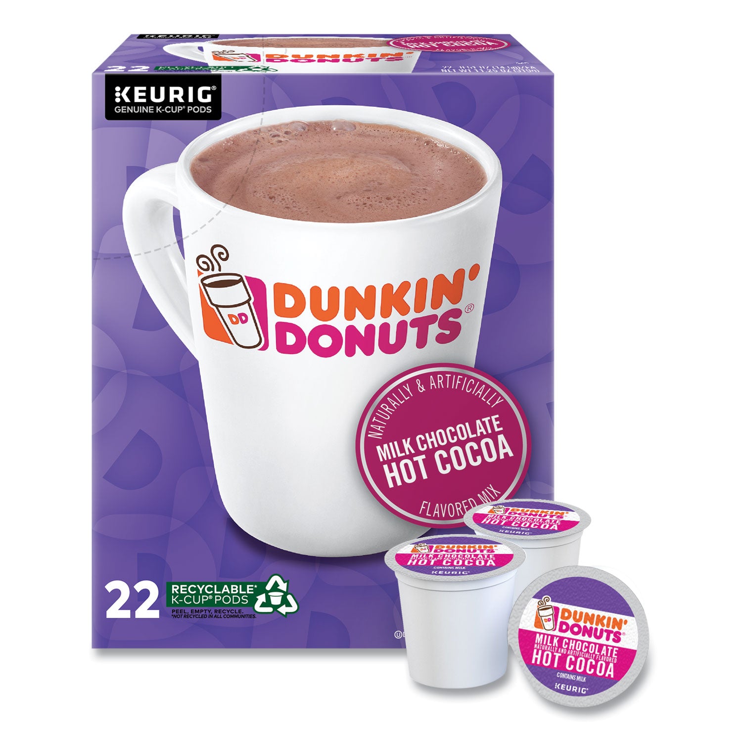Dunkin'® Milk Chocolate Hot Cocoa K-Cup Pods, 22/box