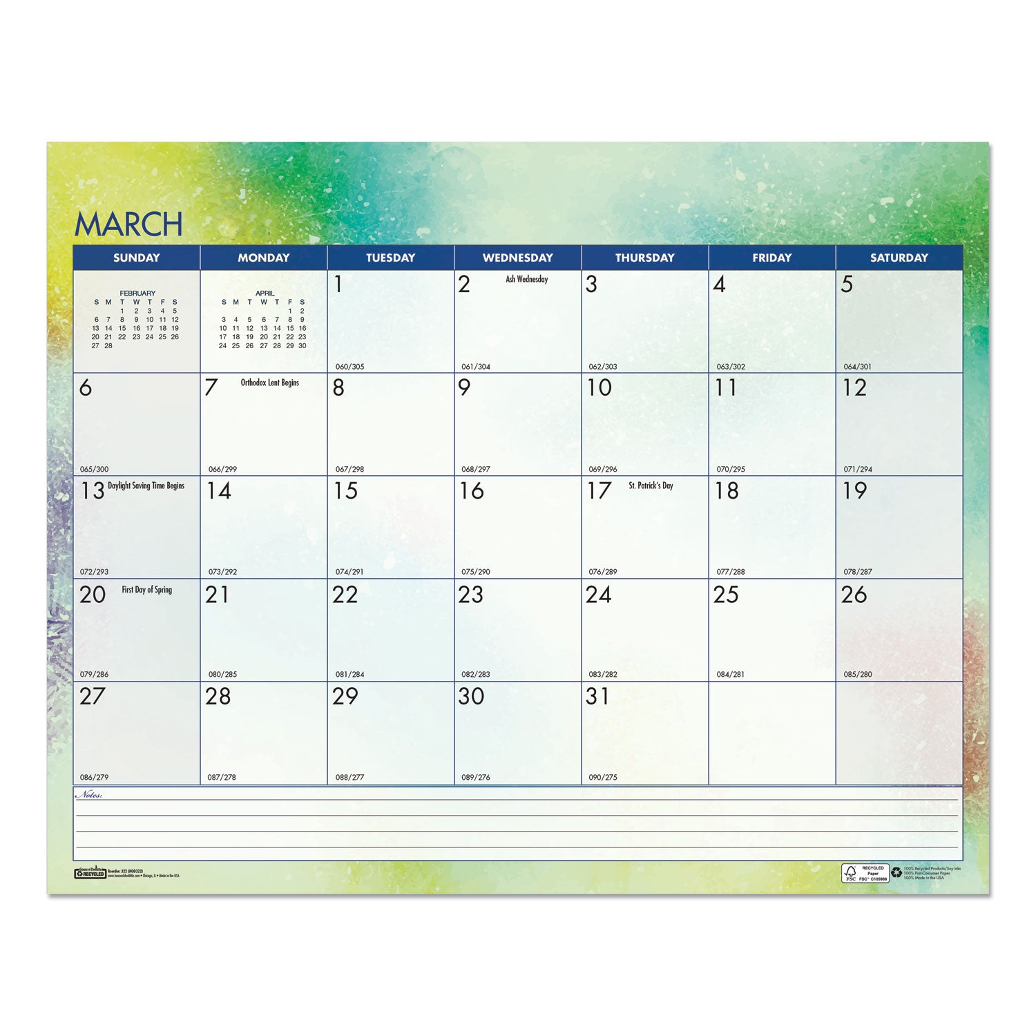 House of Doolittle™ Recycled Cosmos Wall Calendar, Night Sky Artwork, 14.88 x 12, White/Multicolor Sheets, 12-Month (Jan to Dec): 2025