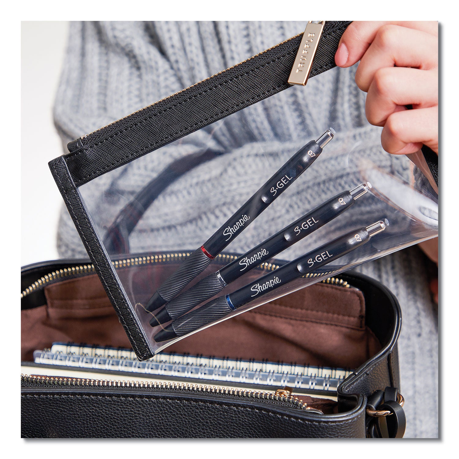 Sharpie® S-Gel™ S-Gel High-Performance Gel Pen, Retractable, Fine 0.5 Mm, Blue Ink, Black Barrel, Dozen