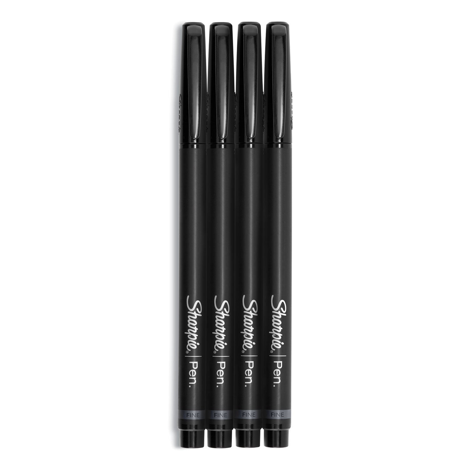 Sharpie® Water-Resistant Ink Porous Point Pen, Stick, Fine 0.4 mm, Black Ink, Black Barrel, 4/Pack
