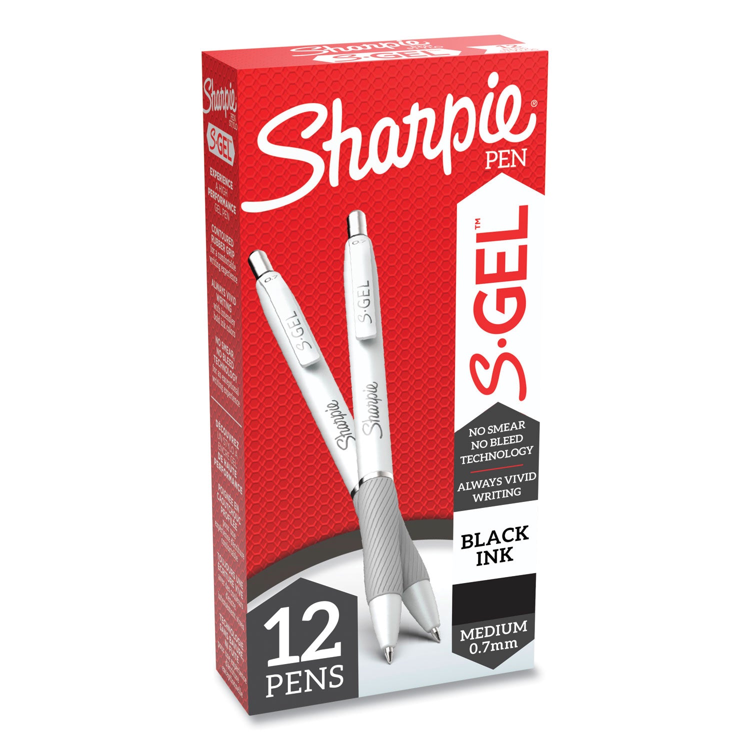 Sharpie® S-Gel™ S-Gel Fashion Barrel Gel Pen, Retractable, Medium 0.7 Mm, Black Ink, Pearl White Barrel, Dozen