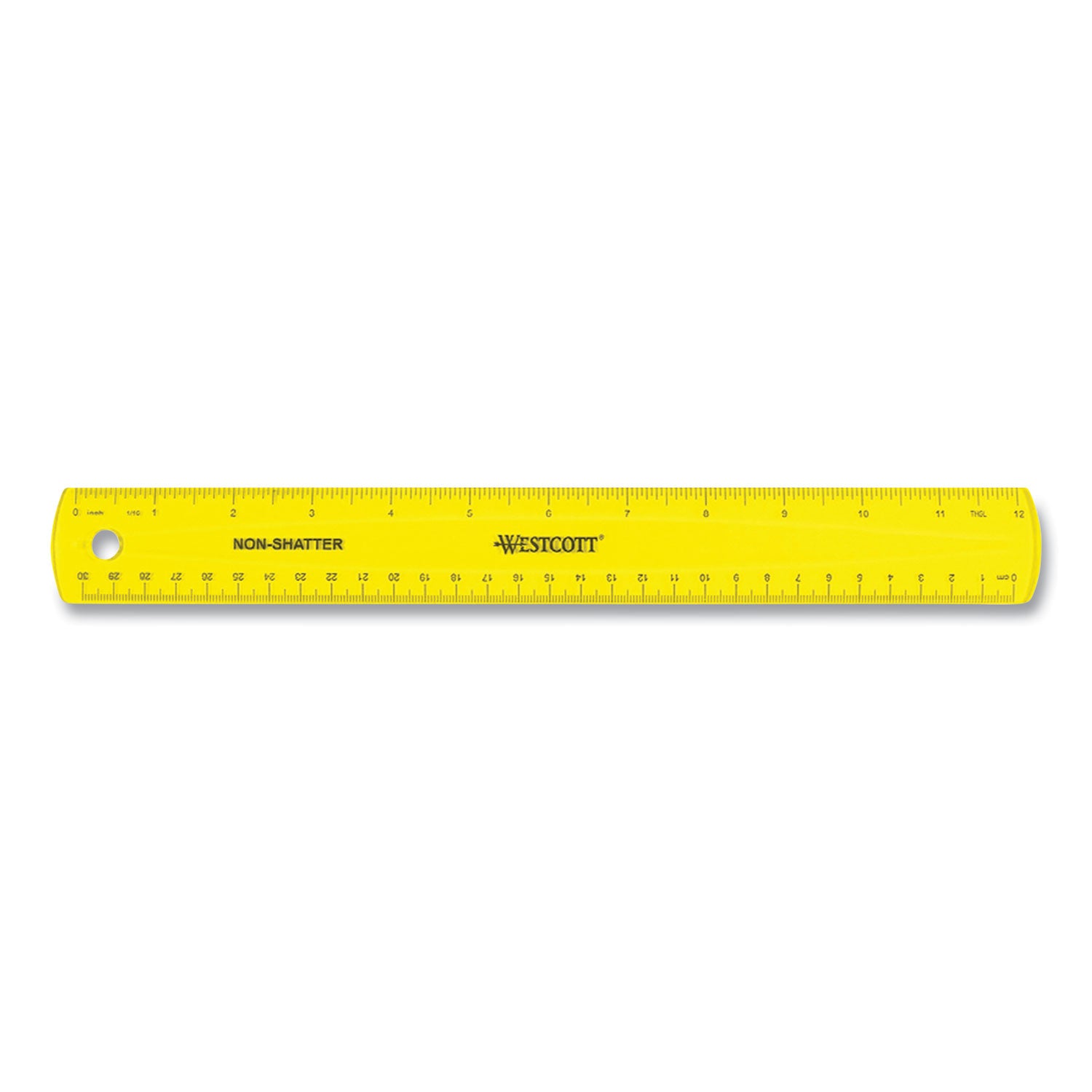 Westcott® Non-Shatter Flexible Ruler, Standard/metric, 12" (30 Cm) Long, Plastic, Assorted Translucent Colors, 12/box