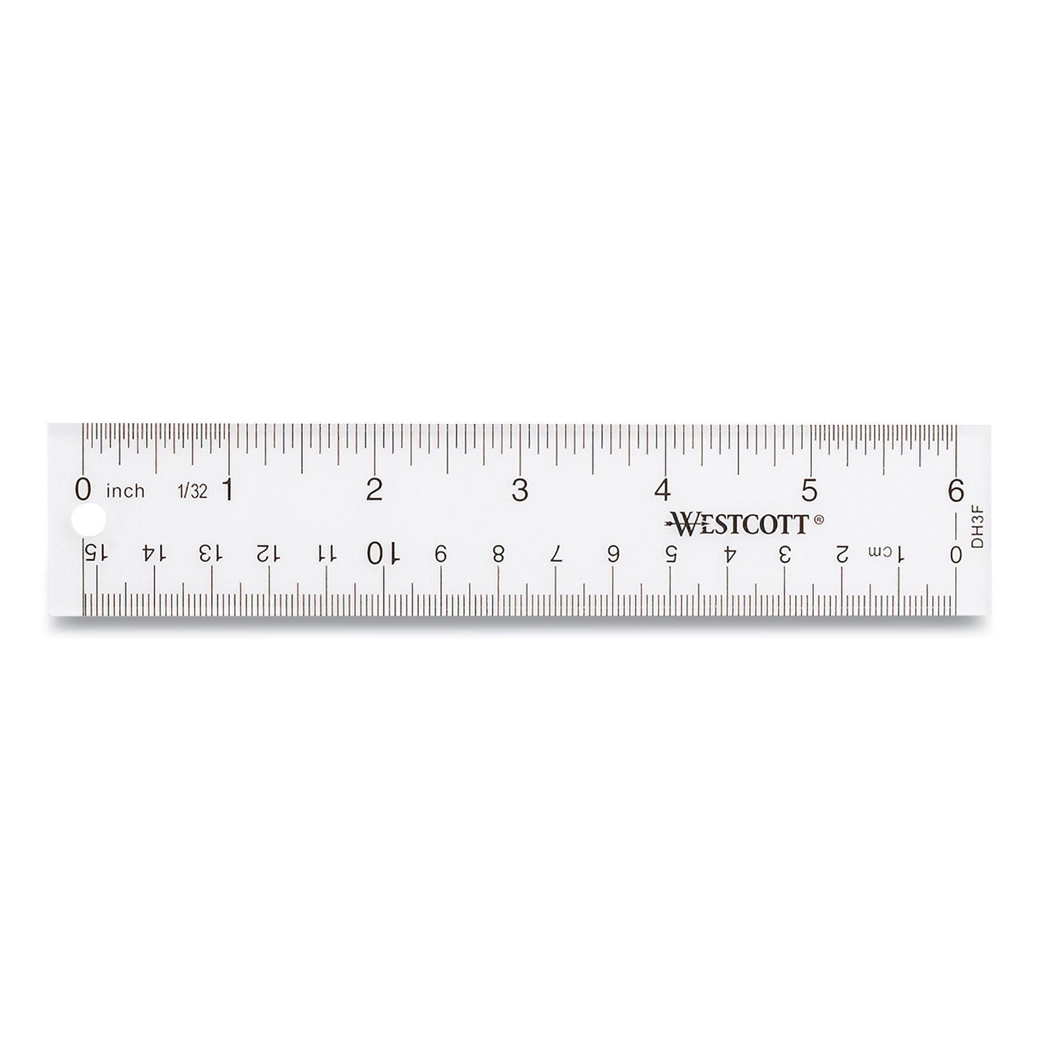 Westcott® Clear Flexible Acrylic Ruler, Standard/metric, 6" (15 Cm) Long, Clear, 12/box
