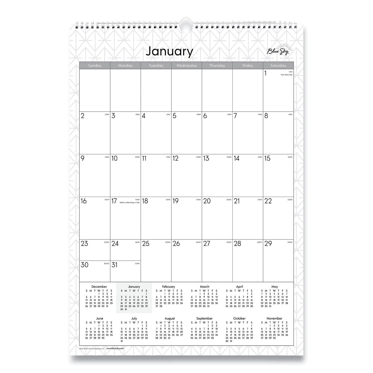 Enterprise Wall Calendar, Geometric Artwork, 12 x 17, White/Gray Sheets, 12-Month (Jan to Dec): 2025