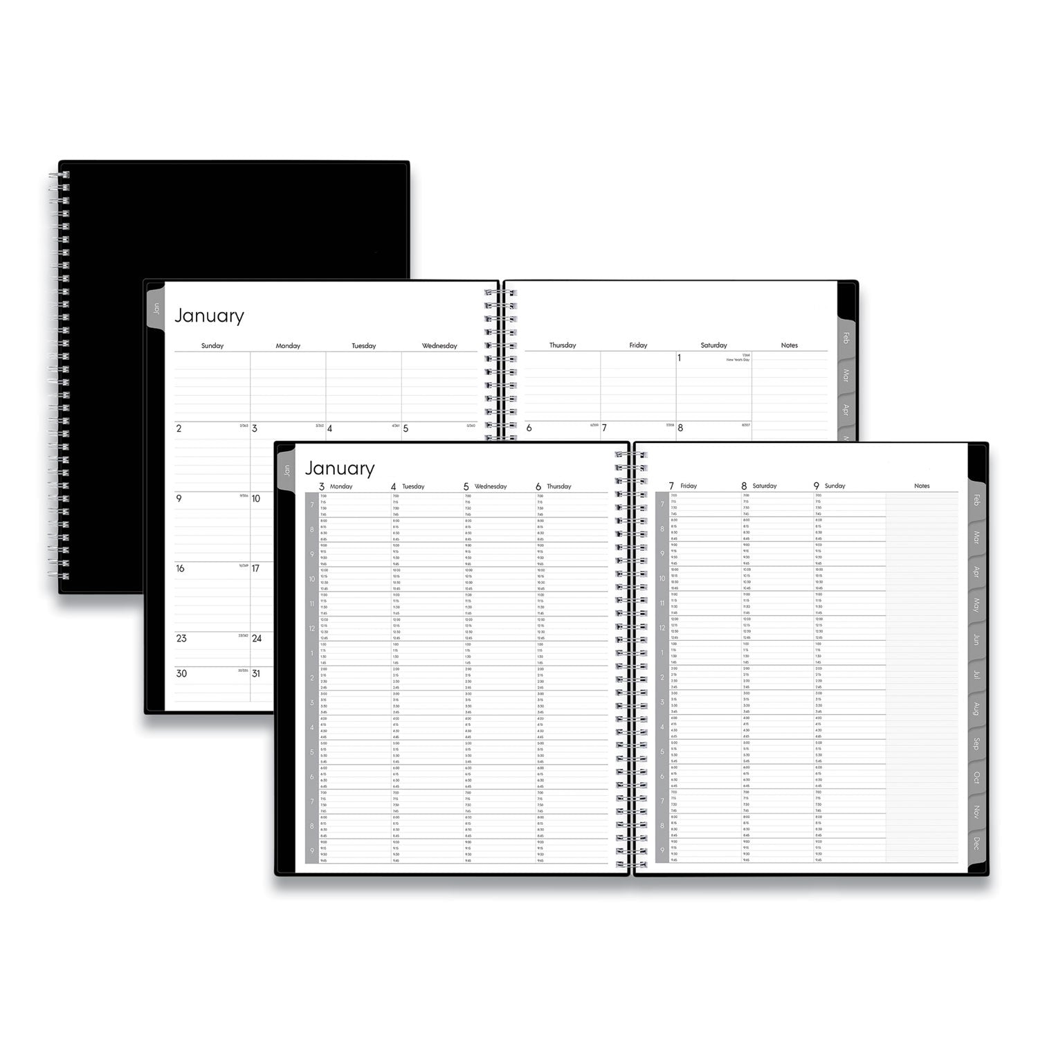 Enterprise Weekly Appointment Planner, 11 x 8.5, Black Cover, 12-Month (Jan to Dec): 2025