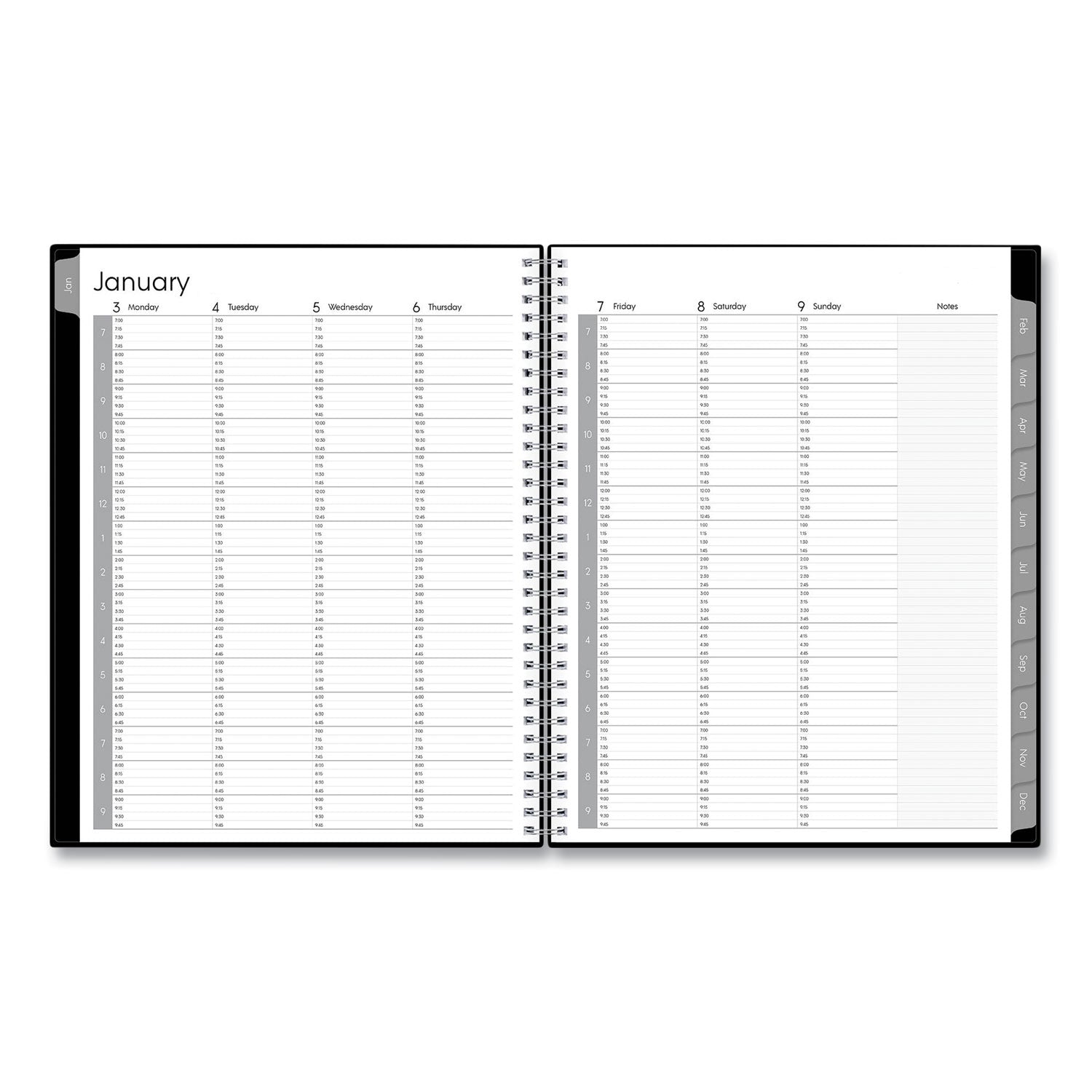 Blue Sky® Enterprise Weekly Appointment Planner, 11 x 8.5, Black Cover, 12-Month (Jan to Dec): 2025