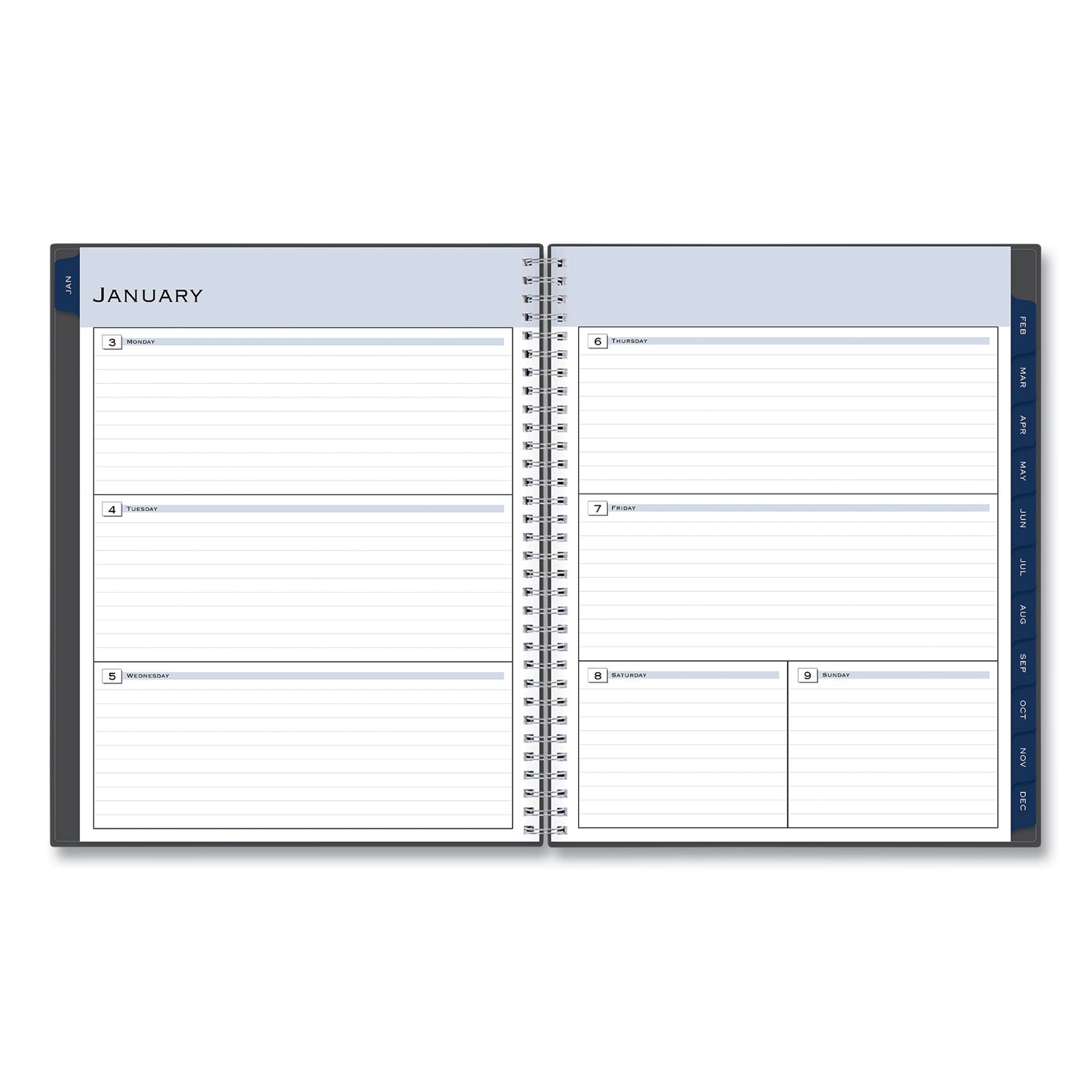 Blue Sky® Passages Weekly/Monthly Planner, 11 x 8.5, Charcoal Cover, 12-Month (Jan to Dec): 2025