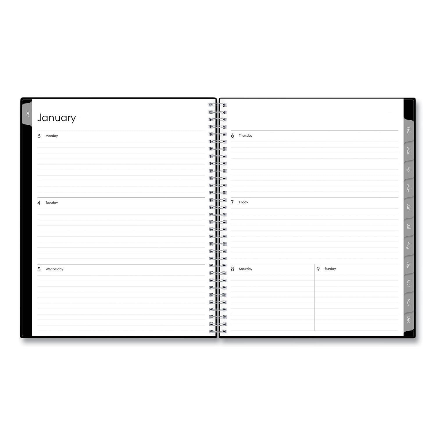 Blue Sky® Enterprise Weekly/Monthly Planner, 11 x 8.5, Black Cover, 12-Month (Jan to Dec): 2025