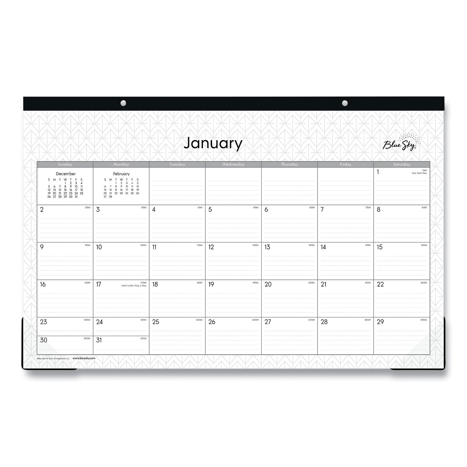 Enterprise Desk Pad, Geometric Artwork, 17 x 11, White/Gray Sheets, Black Binding, Clear Corners, 12-Month (Jan to Dec): 2025