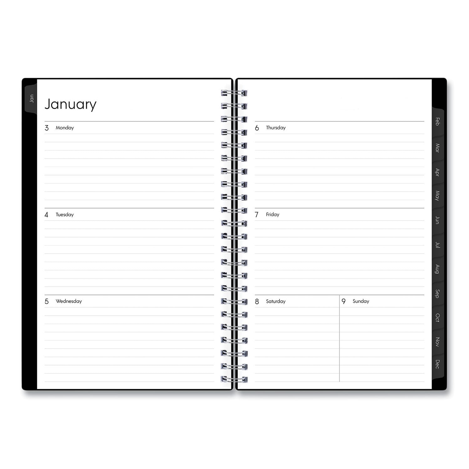 Blue Sky® Enterprise Weekly/Monthly Planner, 8 x 5, Black Cover, 12-Month (Jan to Dec): 2025