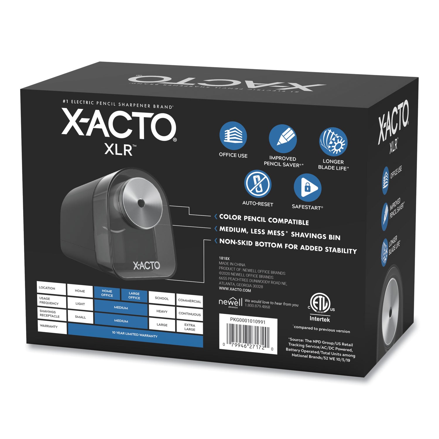 X-ACTO® Model 1818 Xlr Office Electric Pencil Sharpener, Ac-Powered, 3.5 X 5.5 X 4.5, Black/silver/smoke