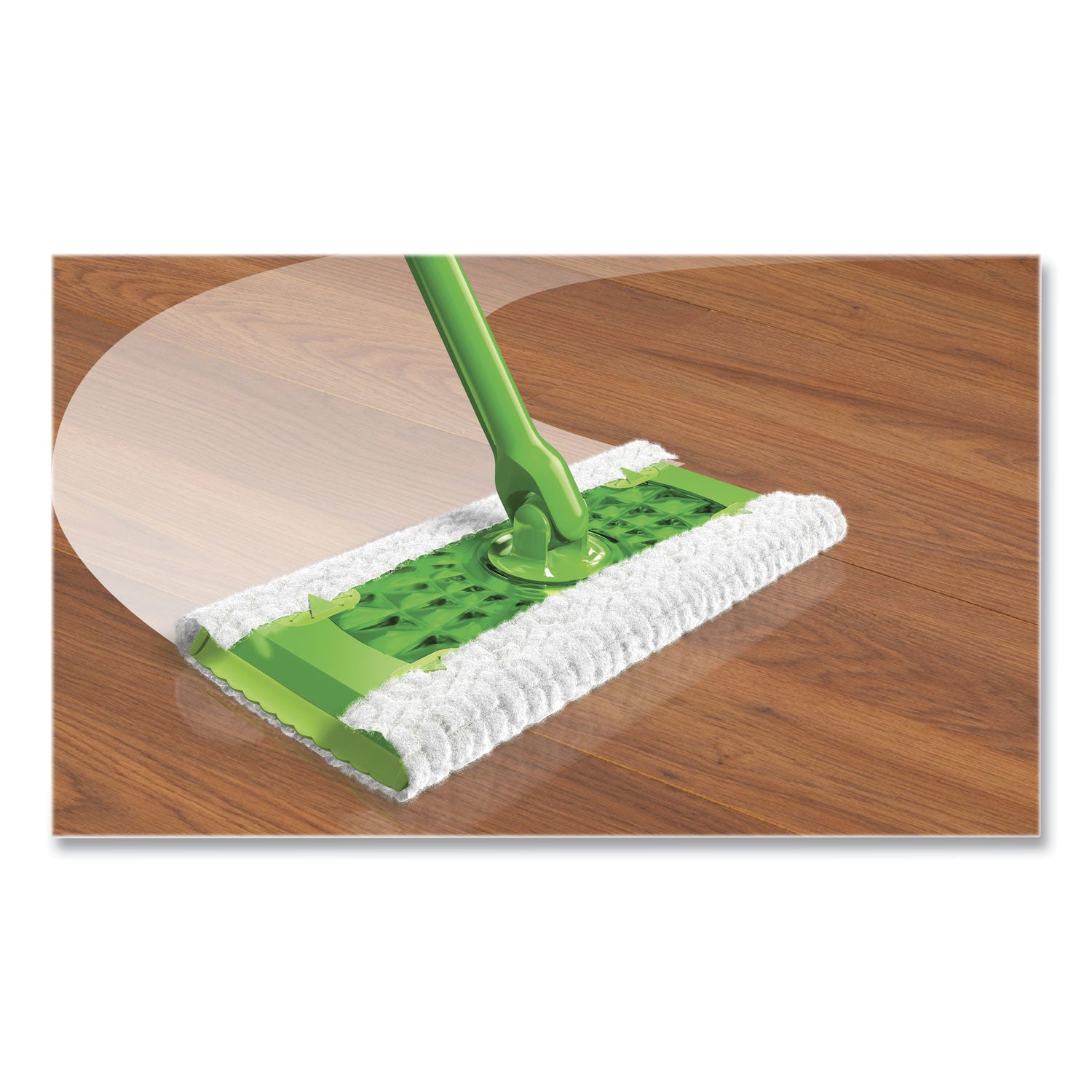 Swiffer® Sweeper Mop, 10 x 4.8 White Cloth Head, 46" Silver/Green Aluminum/Plastic Handle