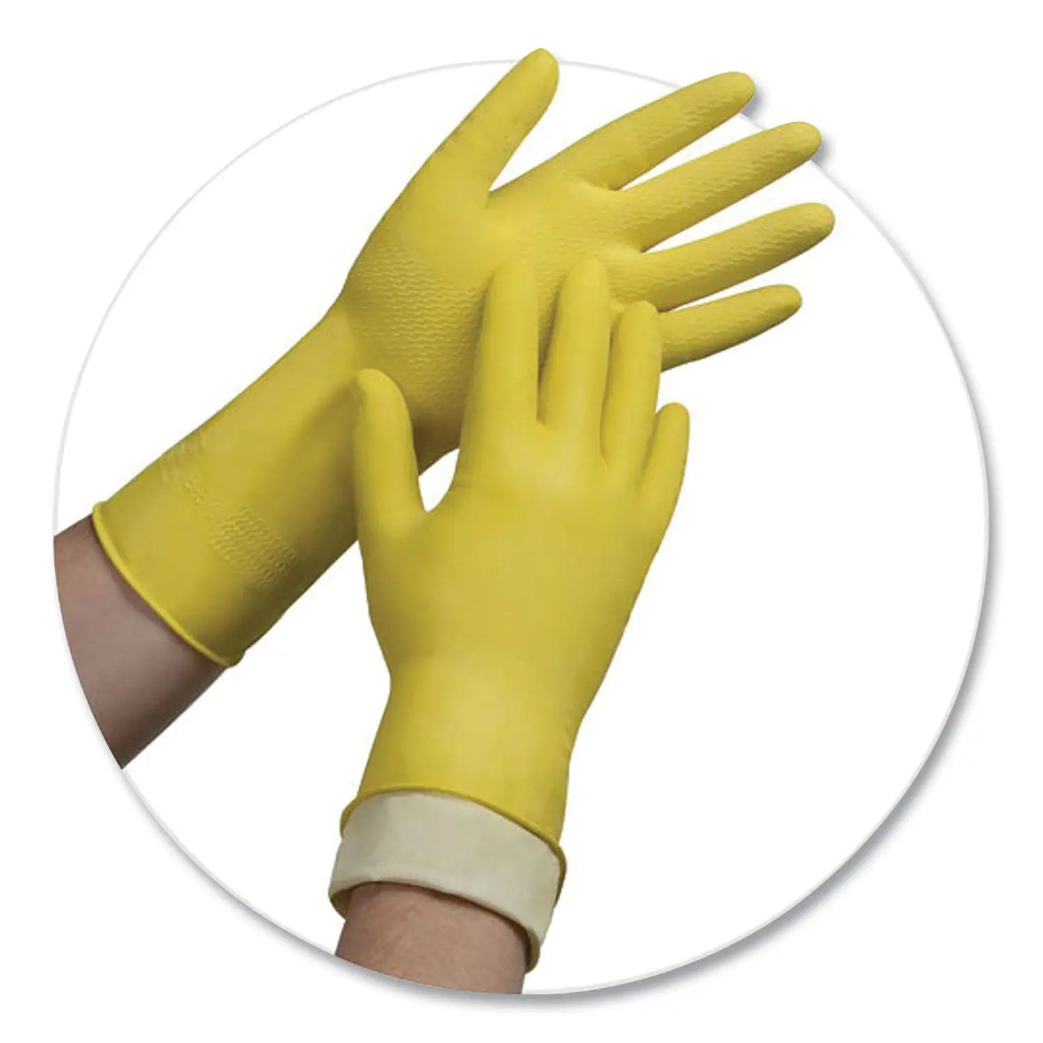 Pro L6500 Series Flock-Lined Latex Gloves, 12" Long, 15 mil, Small, Yellow, 12 Pairs AMBITEX® Flipcost
