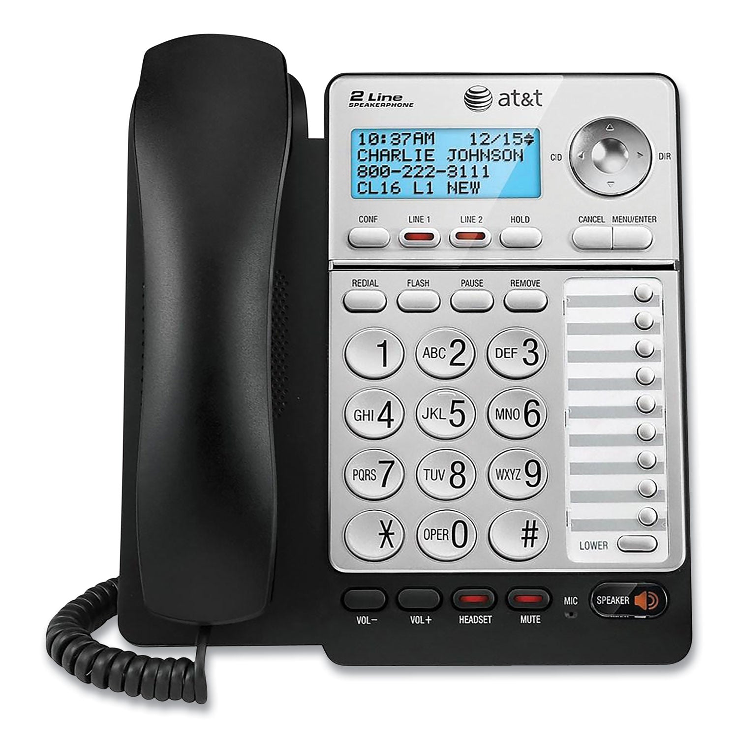 ML17928 Two-Line Corded Speakerphone, Black/Silver