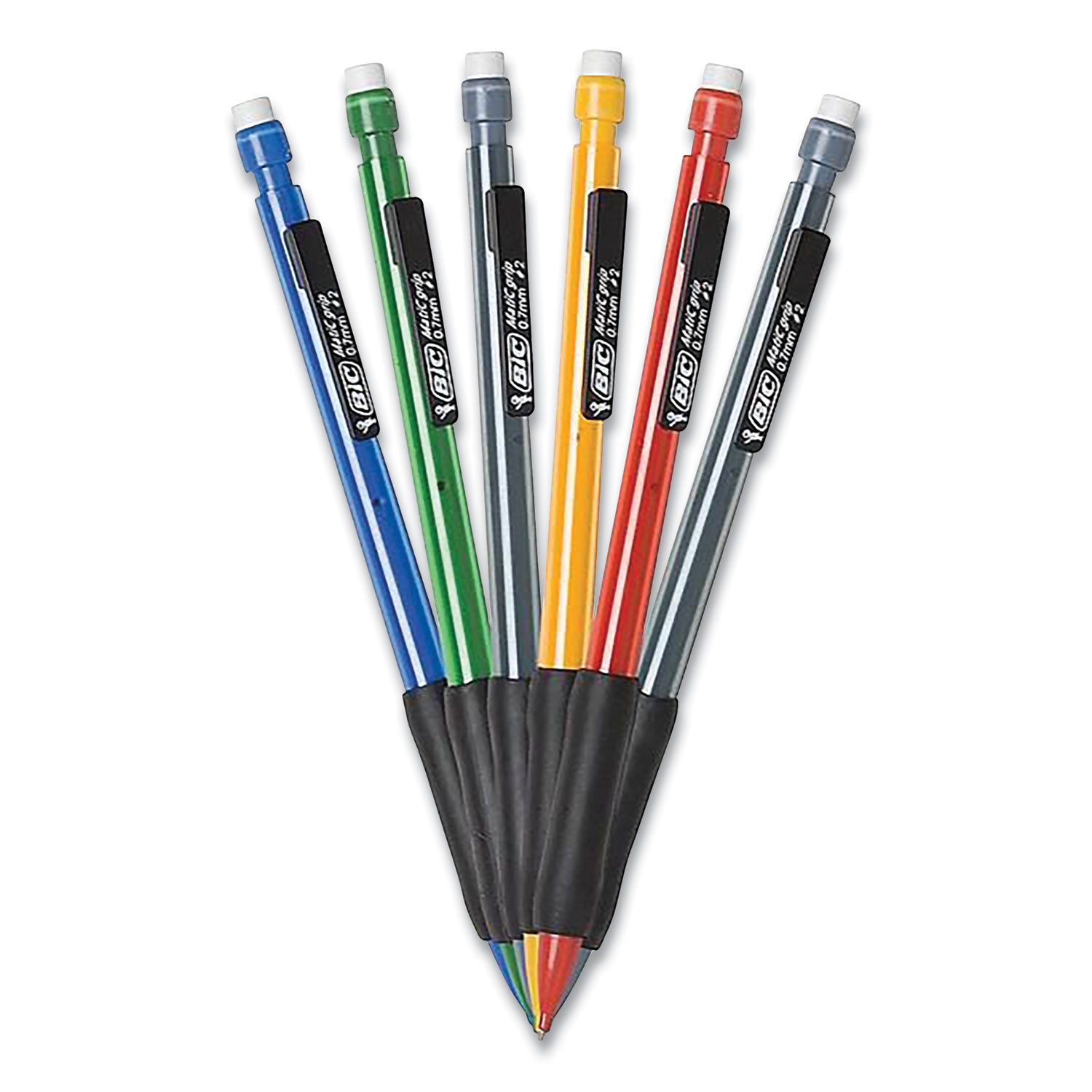 BIC® Xtra-Comfort Mechanical Pencil, 0.7 mm, HB (#2), Black Lead, Assorted Barrel Colors, 6/Pack