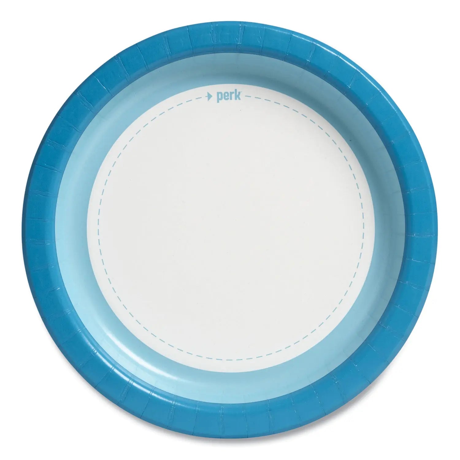 Heavy-Weight Paper Plates, 10" dia, White/Blue, 125 Pack Perk™ Flipcost