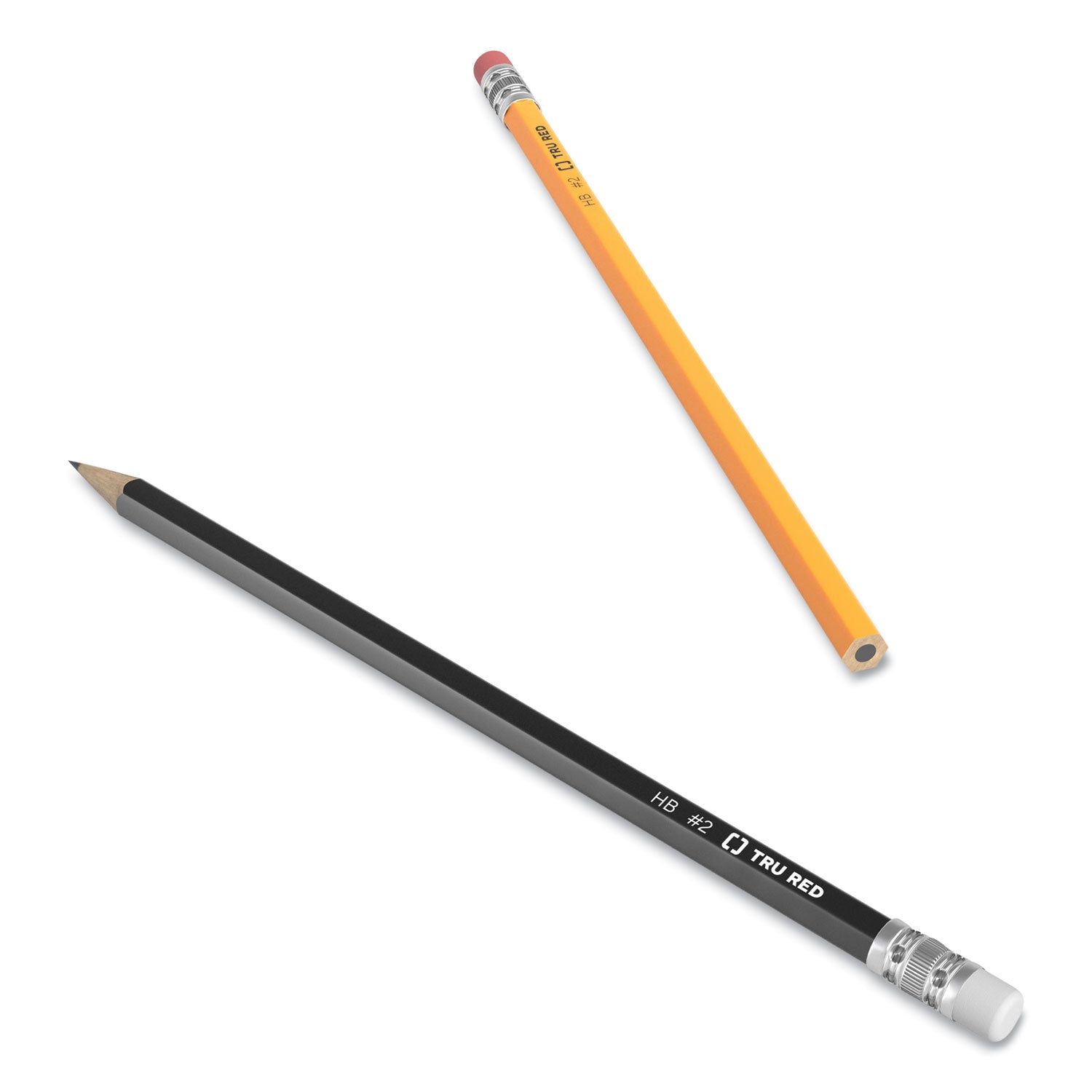 TRU RED™ WOODEN PENCIL, HB (#2), BLACK LEAD, YELLOW BARREL, 48/PACK