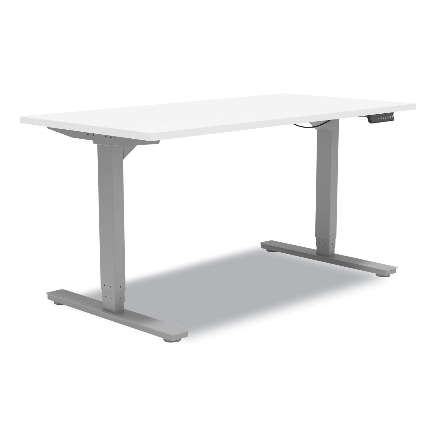Union & Scale™ Essentials Electric Sit-Stand Desk, 55.1" X 27.5" X 25.9" To 51.5", White/aluminum