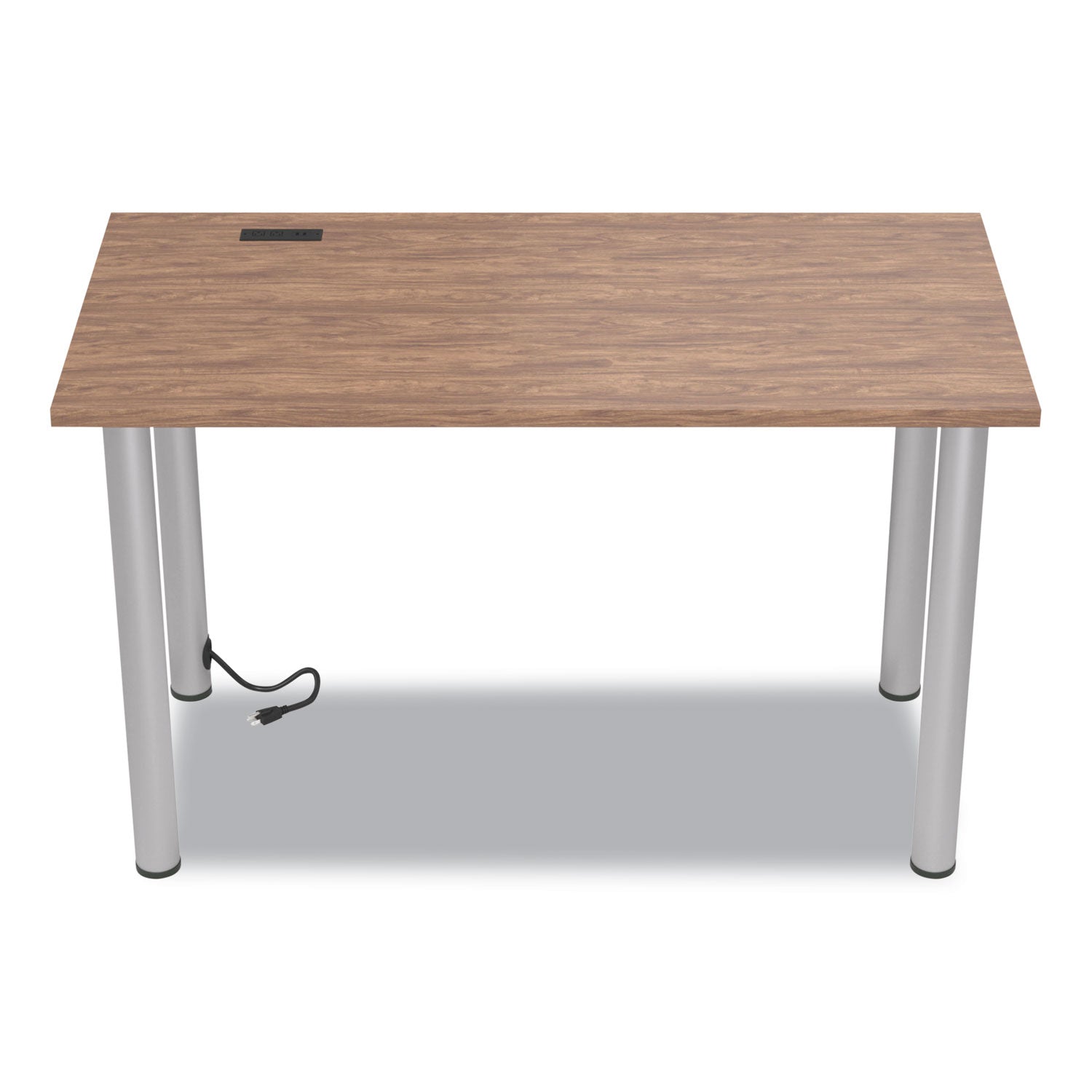 Union & Scale™ Essentials Writing Table-Desk With Integrated Power Management, 47.5" X 23.7" X 28.8", Espresso/aluminum