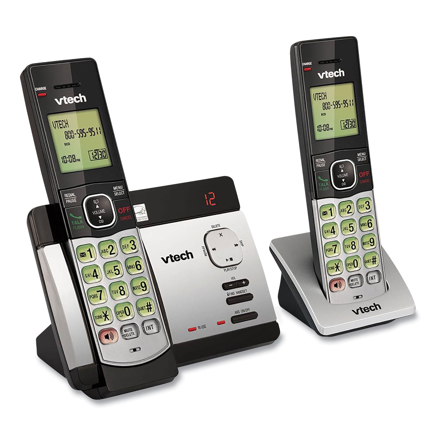 Vtech® Cs5129-2 Two-Handset Cordless Telephone System, Dect 6.0, Silver/black