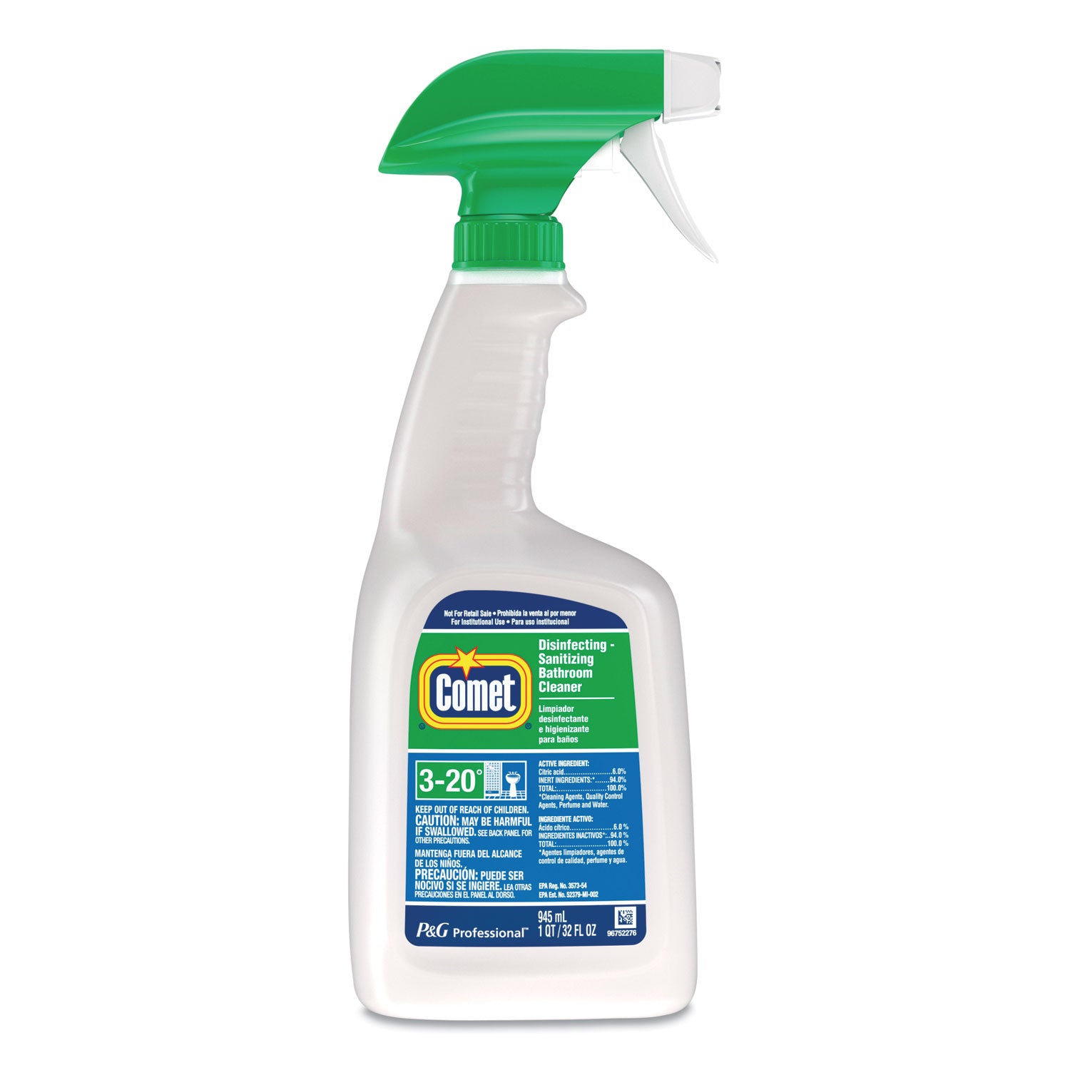 Comet® Disinfecting-Sanitizing Bathroom Cleaner, 32 Oz Trigger Spray Bottle, 6/carton