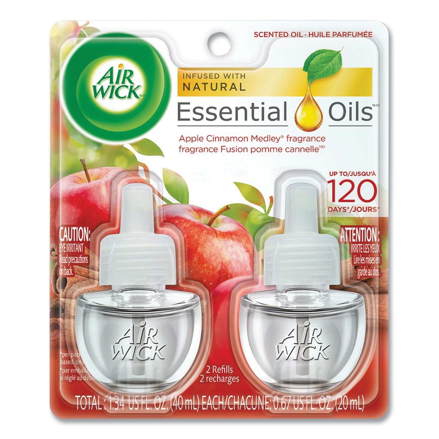 Air Wick® Scented Oil Refill, 0.67 Oz, Apple Cinnamon Medley, 2/pack, 6 Packs/carton