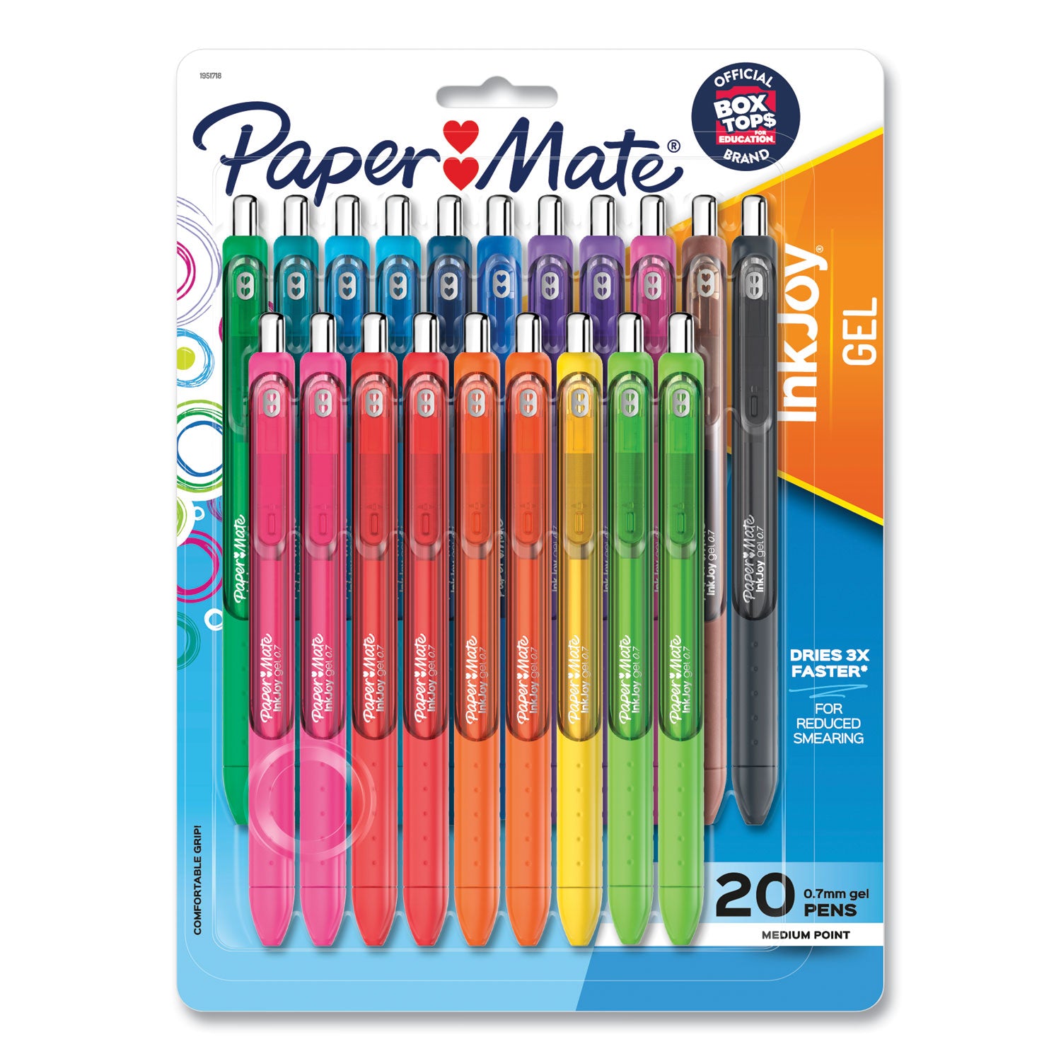 InkJoy Gel Pen, Retractable, Medium 0.7 mm, Assorted Ink and Barrel Colors, 20/Pack