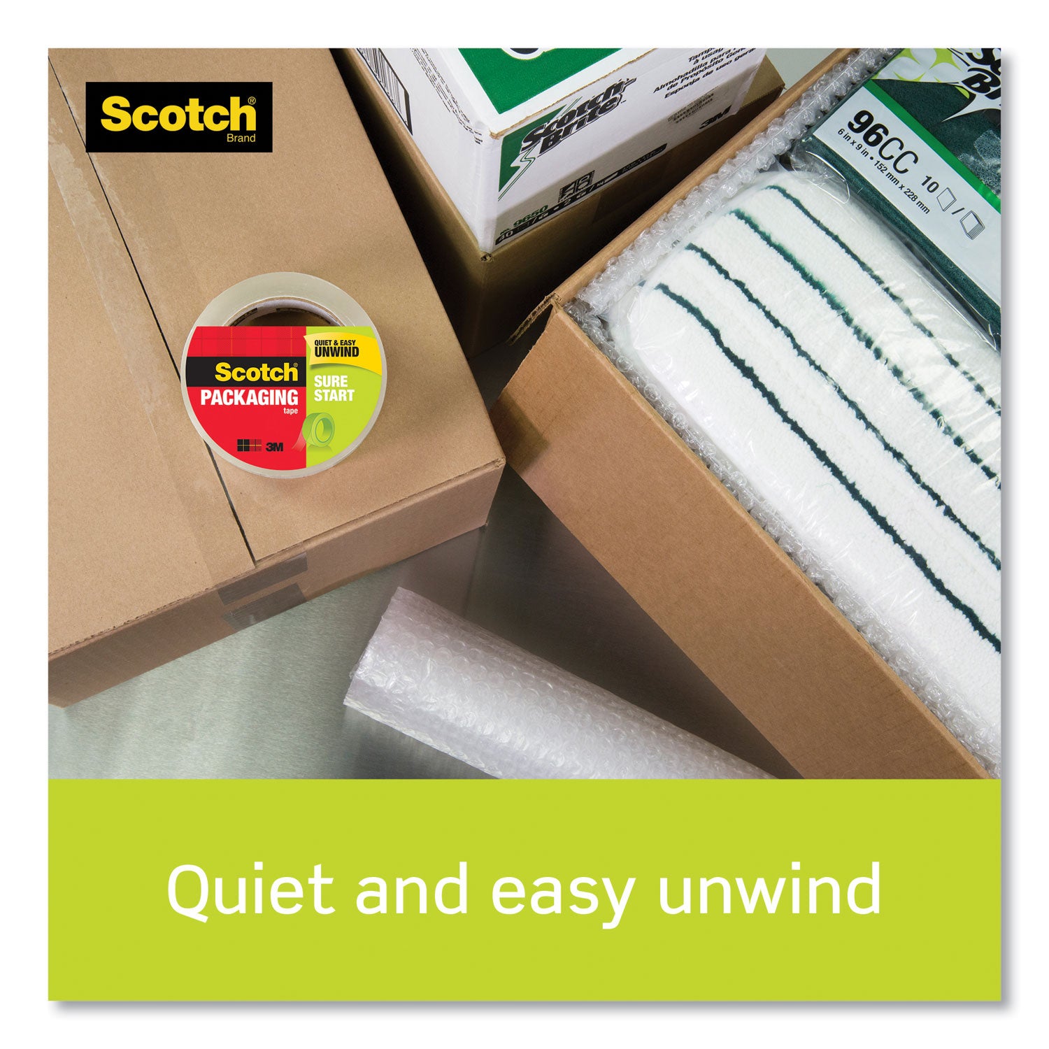 Scotch® Sure Start Packaging Tape With Dispenser, 3" Core, 1.88" X 38.2 Yds, Clear