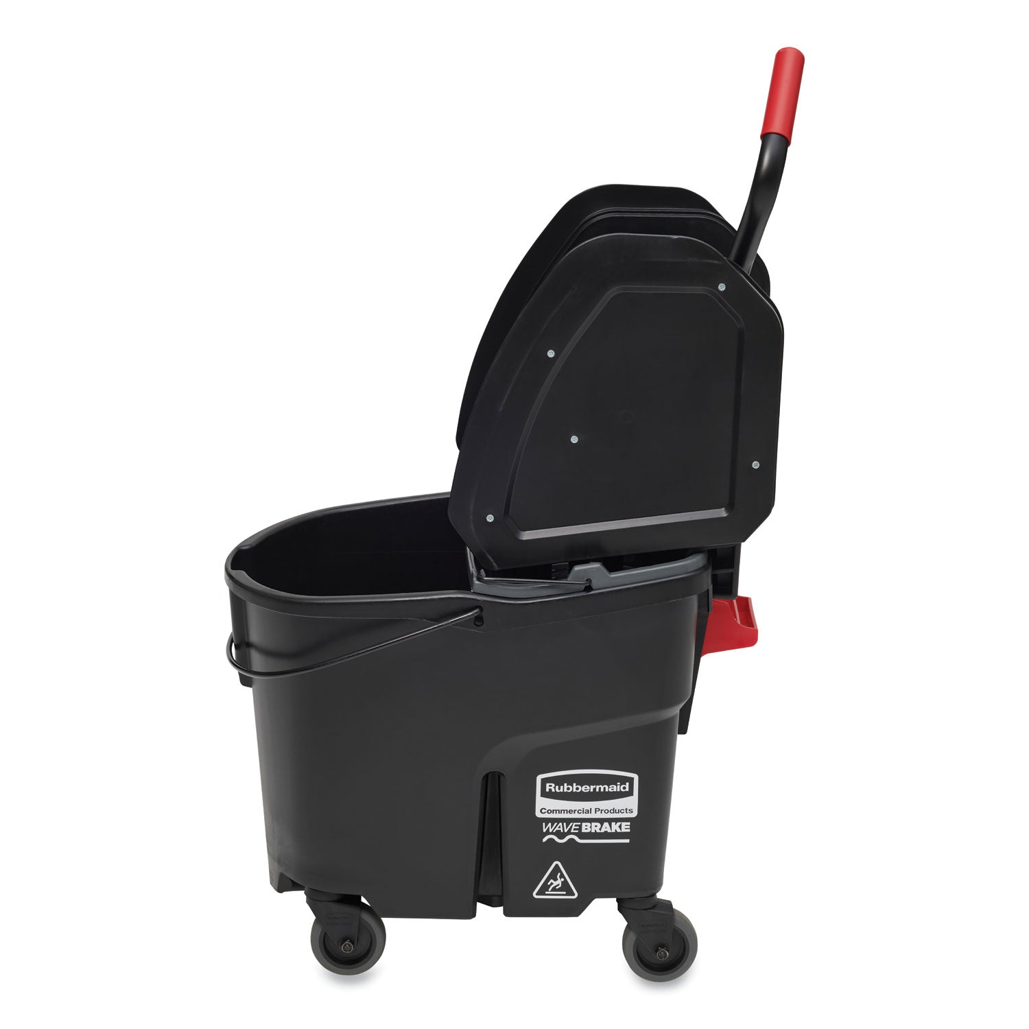 Rubbermaid® Commercial Wavebrake 2.0 Bucket/wringer Combos, Down-Press, 35 Qt, Plastic, Black