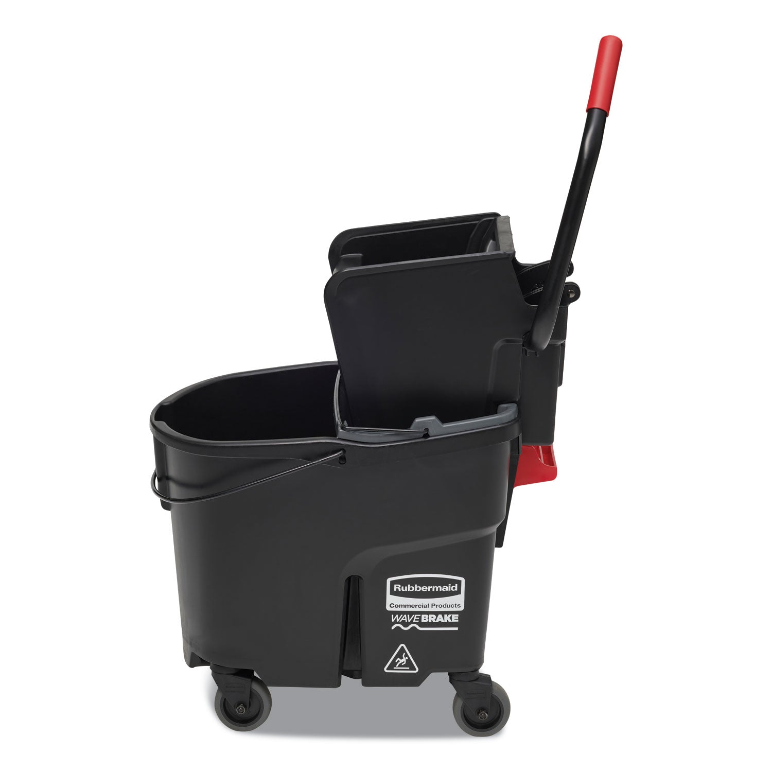 Rubbermaid® Commercial Wavebrake 2.0 Bucket/wringer Combos, Side-Press, 35 Qt, Plastic, Black