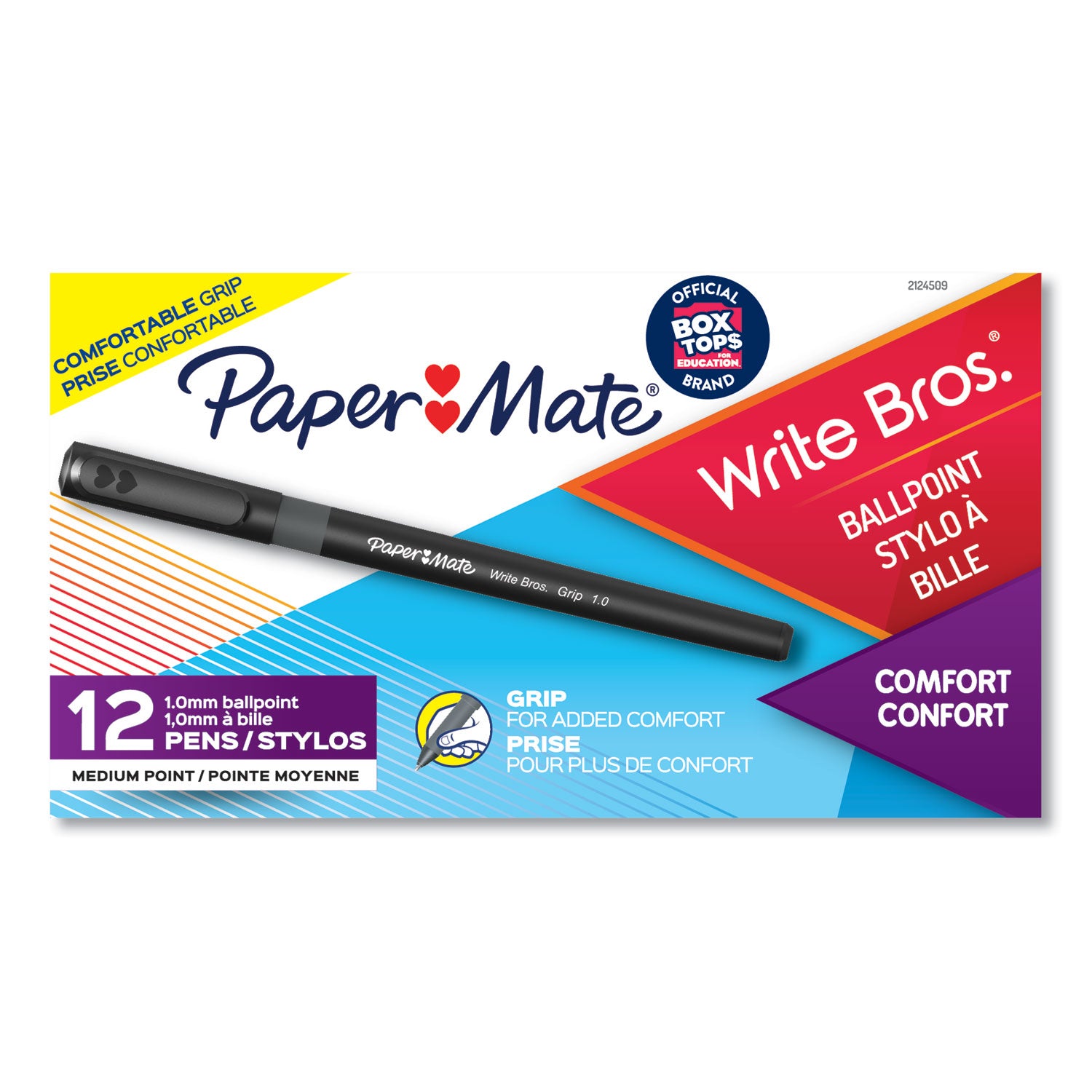 Paper Mate® Write Bros. Grip Ballpoint Pen, Stick, Medium 1 Mm, Black Ink, Black Barrel, Dozen