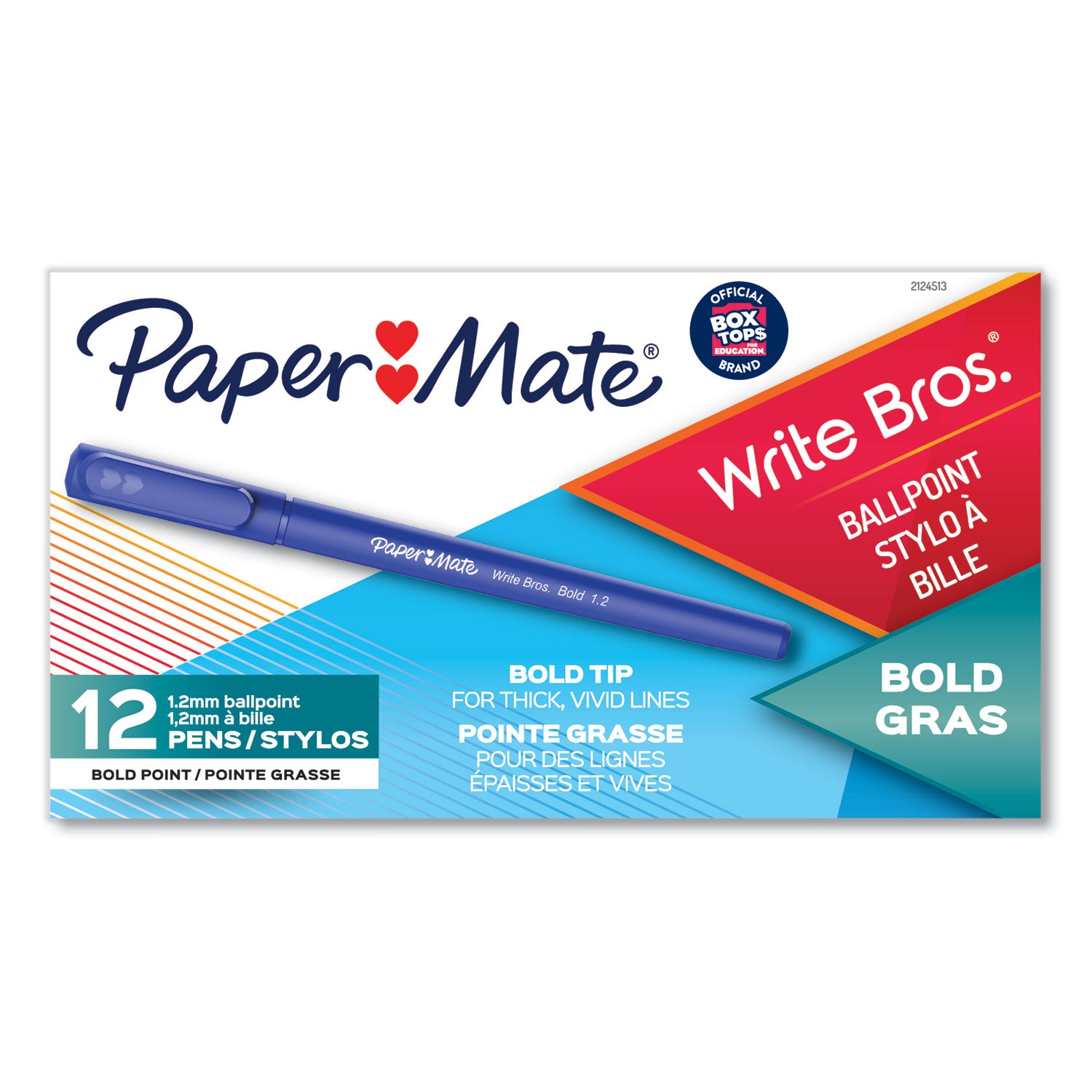 Paper Mate® Write Bros. Ballpoint Pen, Stick, Bold 1.2 Mm, Blue Ink, Blue Barrel, Dozen