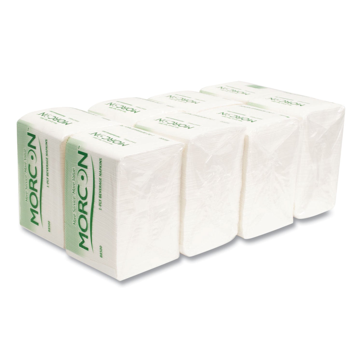 Morcon Tissue Morsoft Beverage Napkins, 9 X 9/4, White, 500/pack, 8 Packs/carton