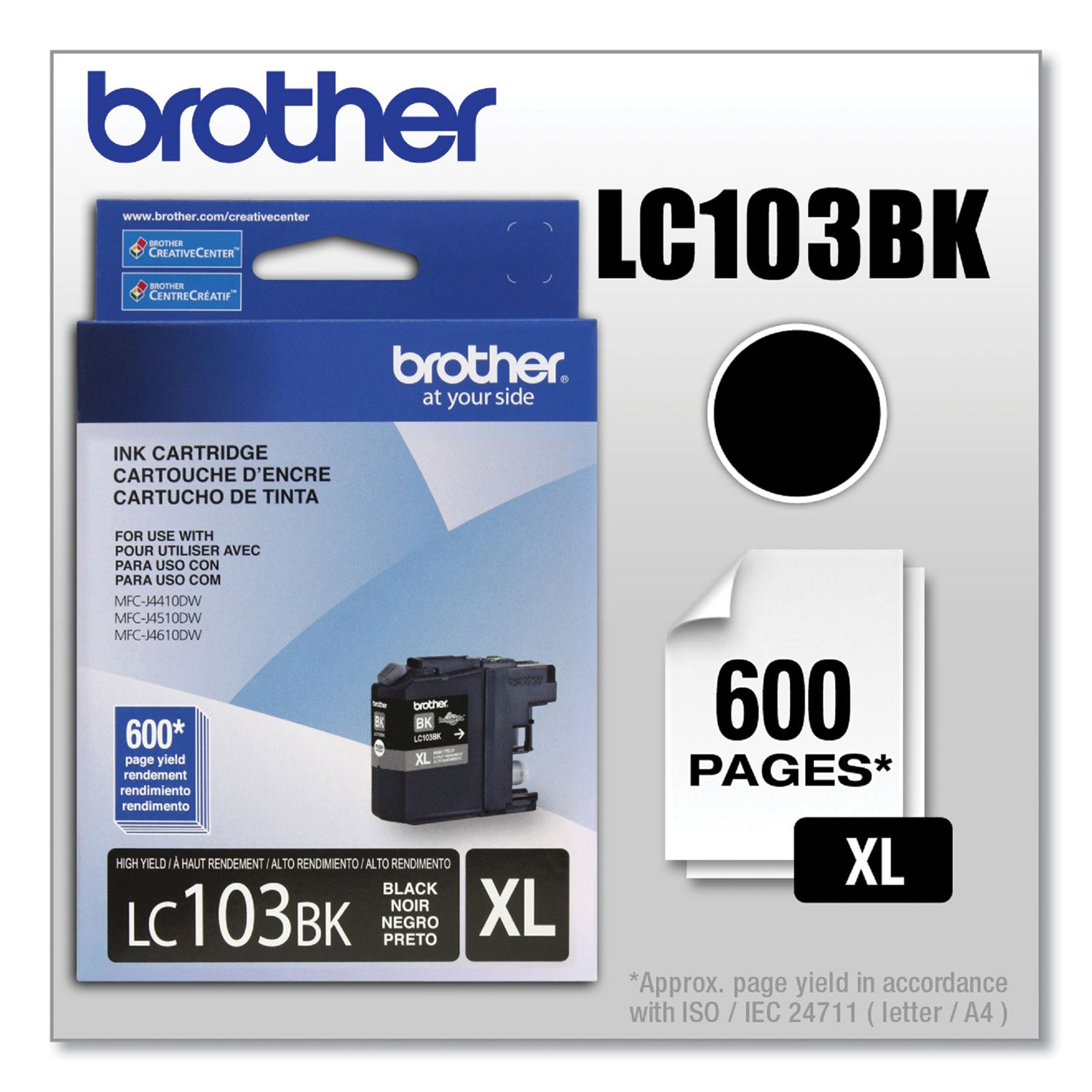Brother Lc103bk Innobella High-Yield Ink, 600 Page-Yield, Black