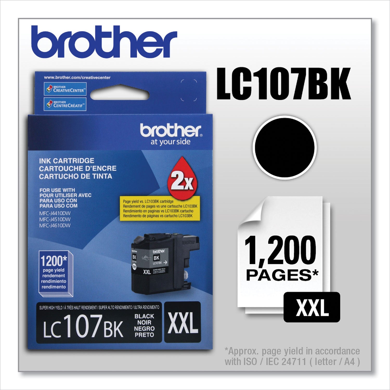 Brother Lc107bk Innobella Super High-Yield Ink, 1,200 Page-Yield, Black
