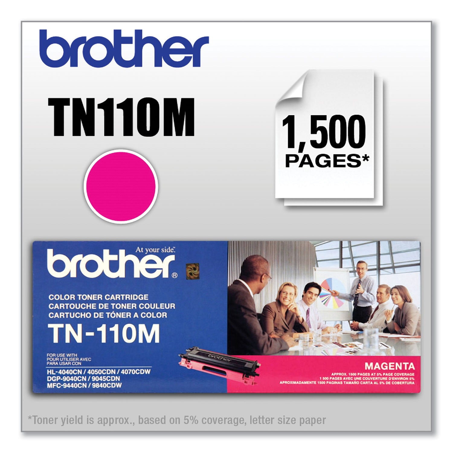 Brother Tn110m Toner, 1,500 Page-Yield, Magenta