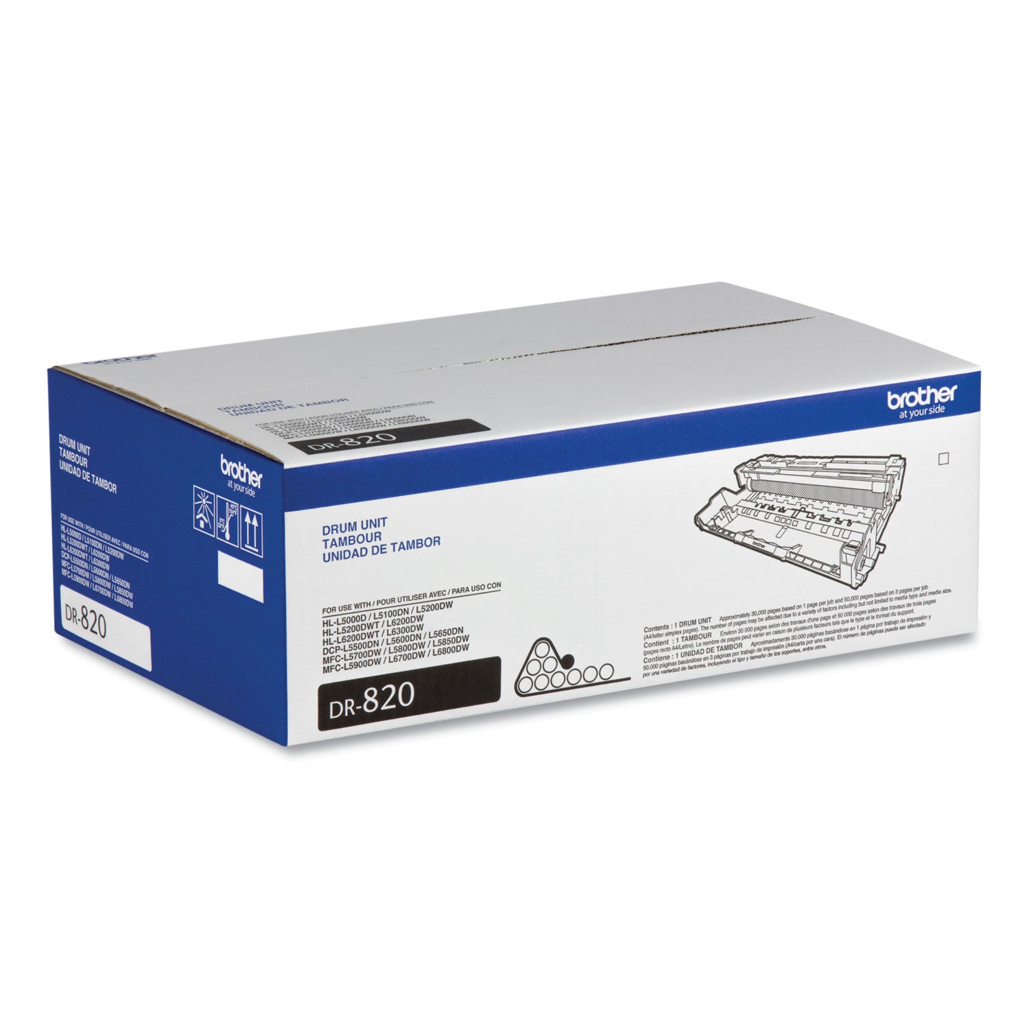 Brother Dr820 Drum Unit, 50,000 Page-Yield, Black