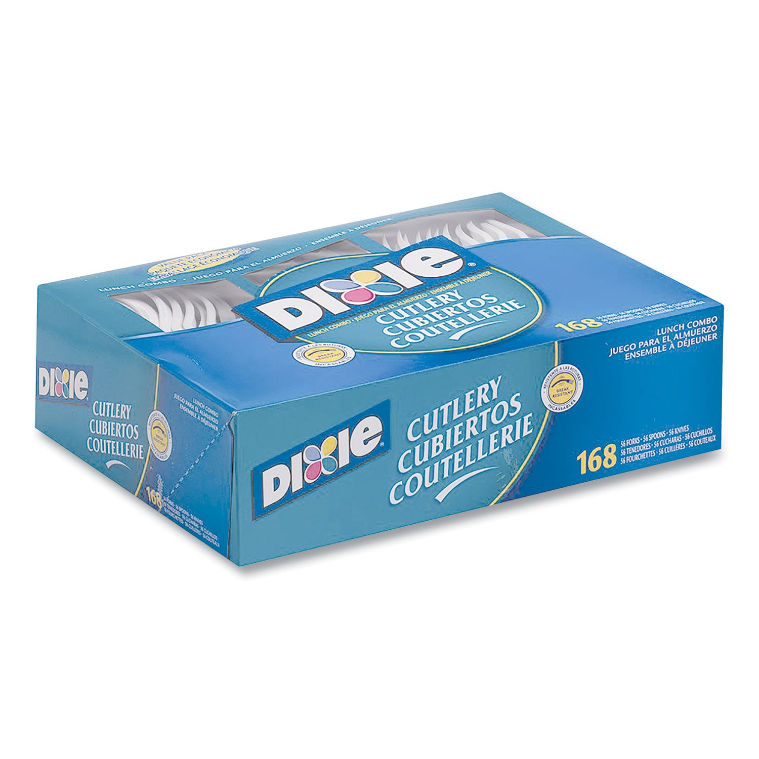 Dixie® Combo Pack, Tray with White Plastic Utensils, Heavyweight, Fork/Knife/Spoon, 168/Pack, 6 Packs/Carton