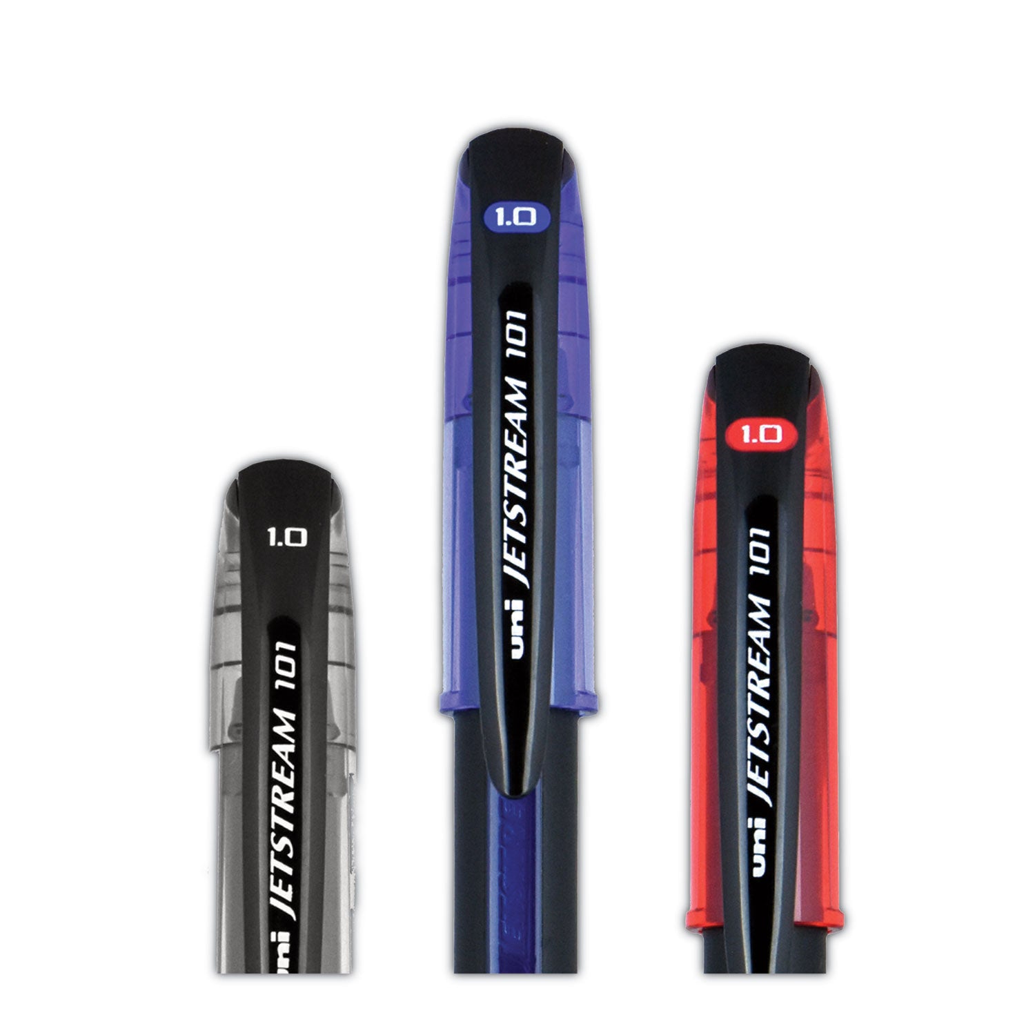 uniball® Jetstream 101 Hybrid Gel Pen, Stick, Bold 1 mm, Black Ink, Black Barrel, Dozen