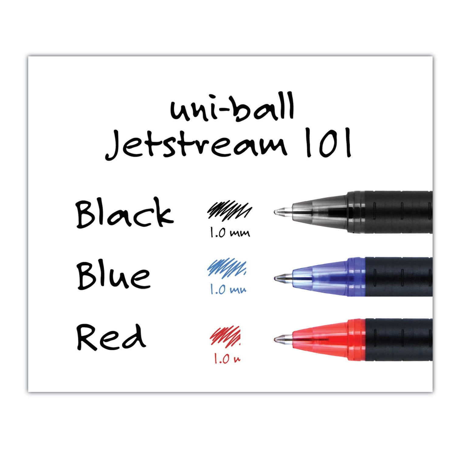 uniball® Jetstream 101 Hybrid Gel Pen, Stick, Bold 1 mm, Black Ink, Black Barrel, Dozen