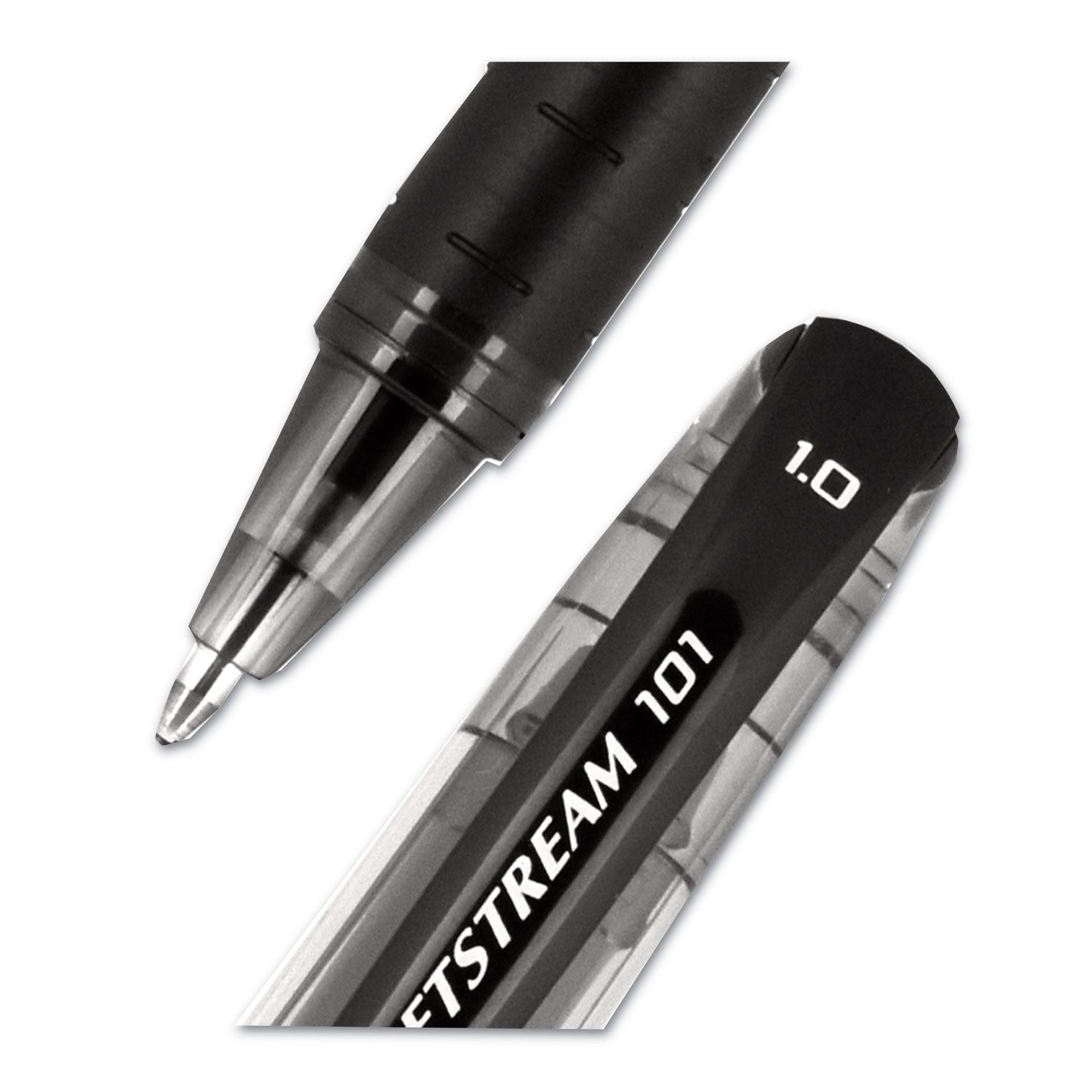 uniball® Jetstream 101 Hybrid Gel Pen, Stick, Bold 1 mm, Black Ink, Black Barrel, Dozen