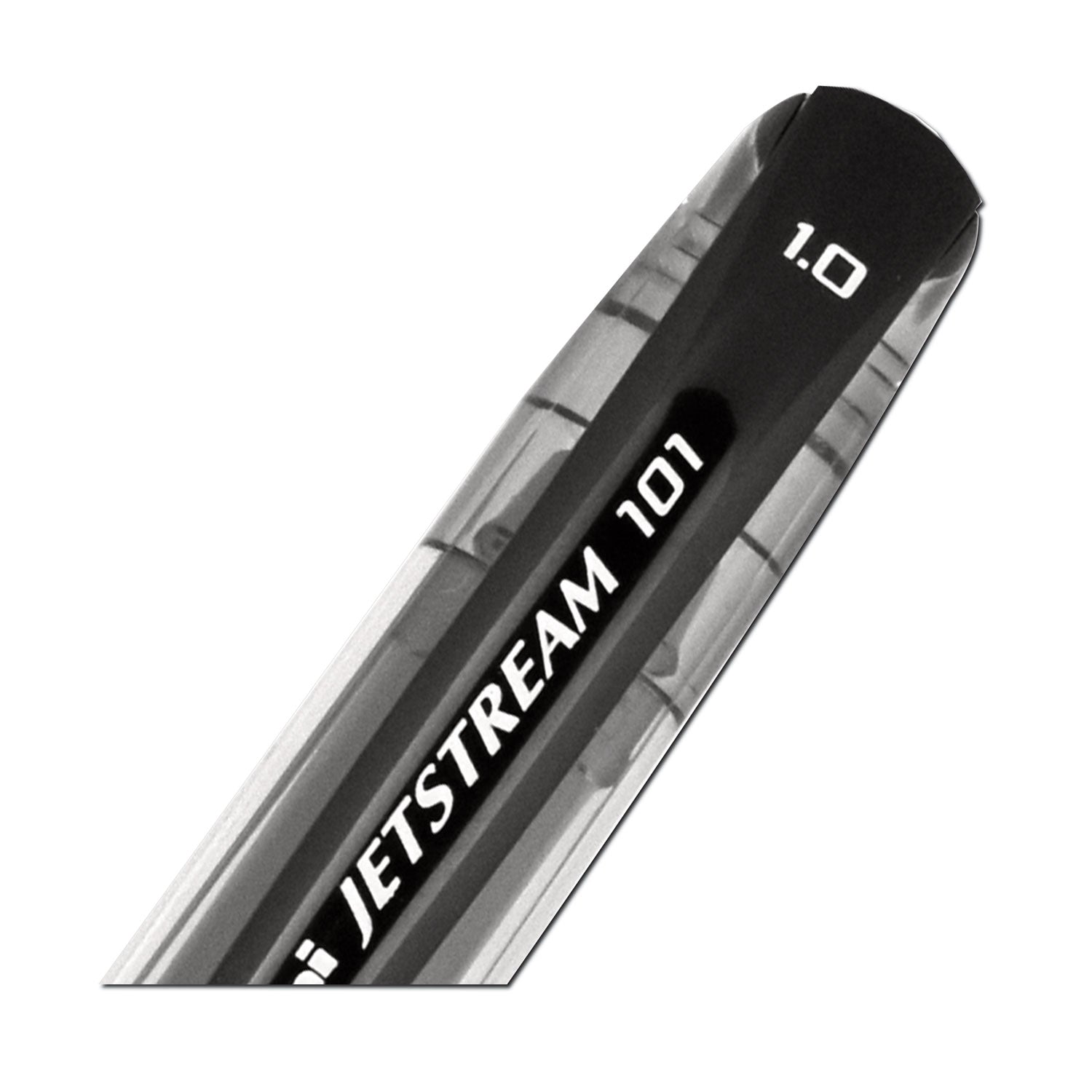 uniball® Jetstream 101 Hybrid Gel Pen, Stick, Bold 1 mm, Black Ink, Black Barrel, Dozen