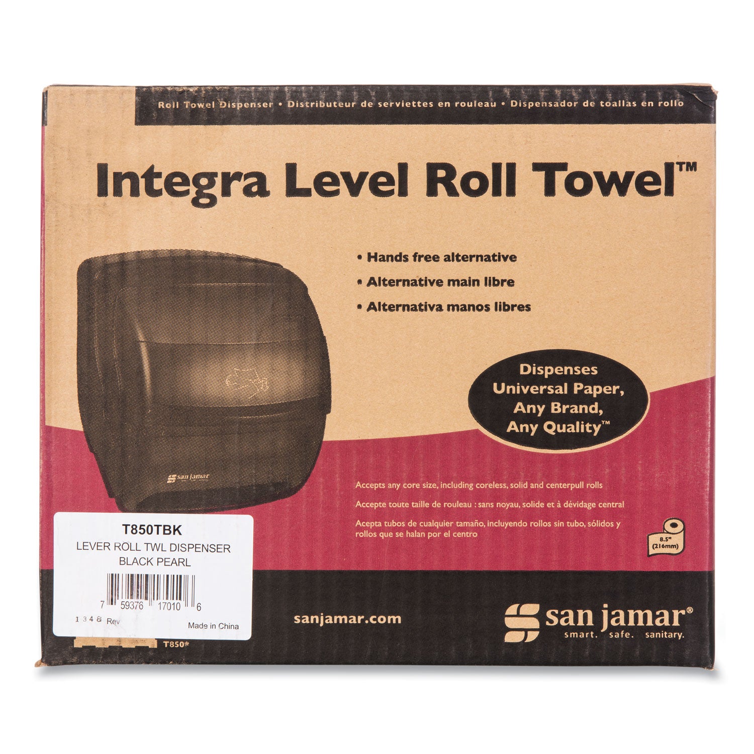 San Jamar® Integra Lever Roll Towel Dispenser, 11.5 X 11.25 X 13.5, Black Pearl