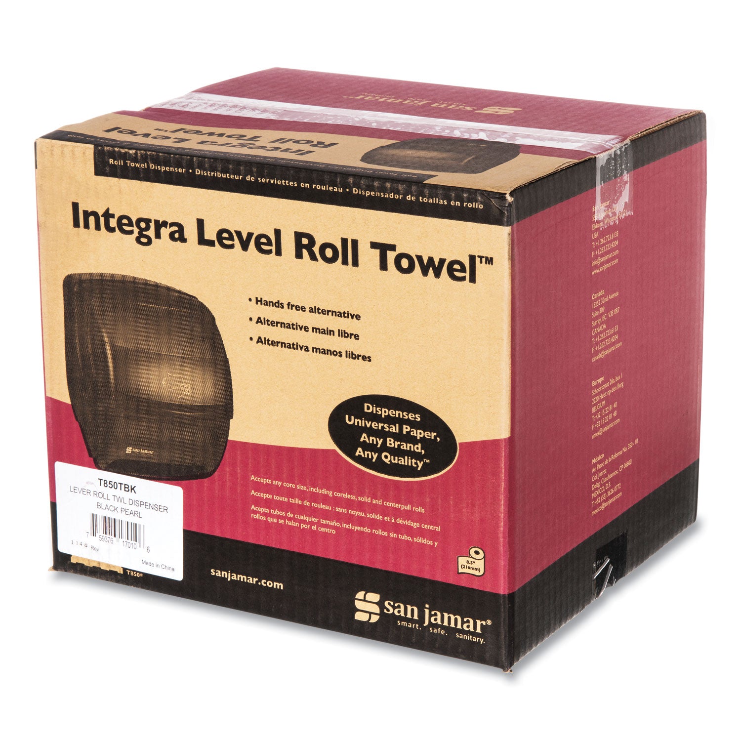 San Jamar® Integra Lever Roll Towel Dispenser, 11.5 X 11.25 X 13.5, Black Pearl