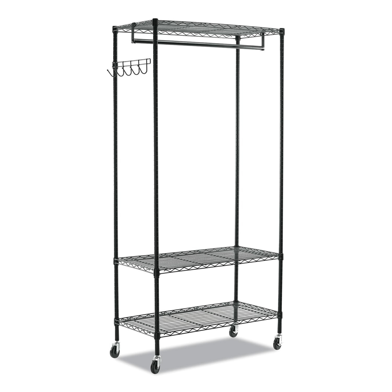 Wire Shelving Garment Rack, 40 Garments, 48w x 18d x 75h, Black