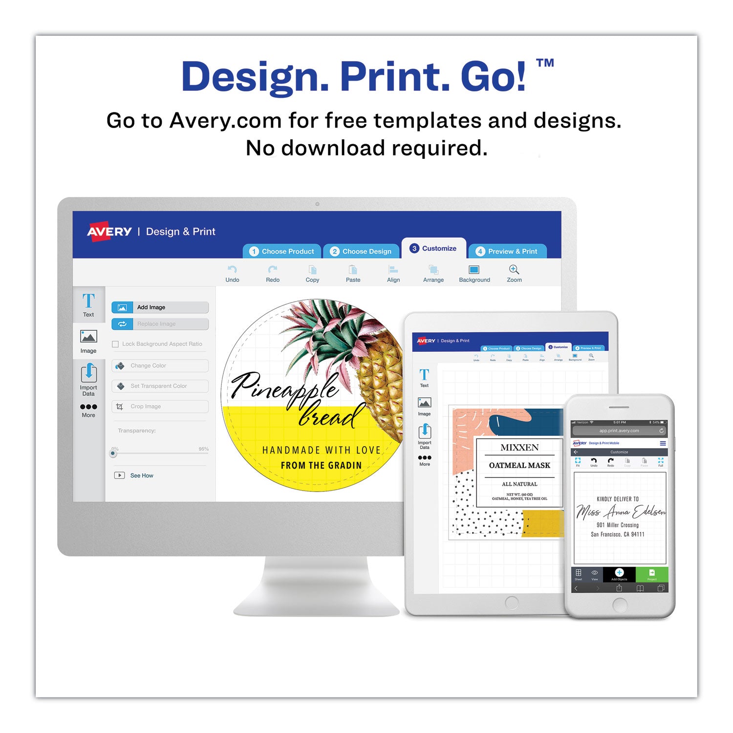 Avery® Printable Self-Adhesive Permanent ID Labels w/Sure Feed, 0.75" dia, White 800/PK