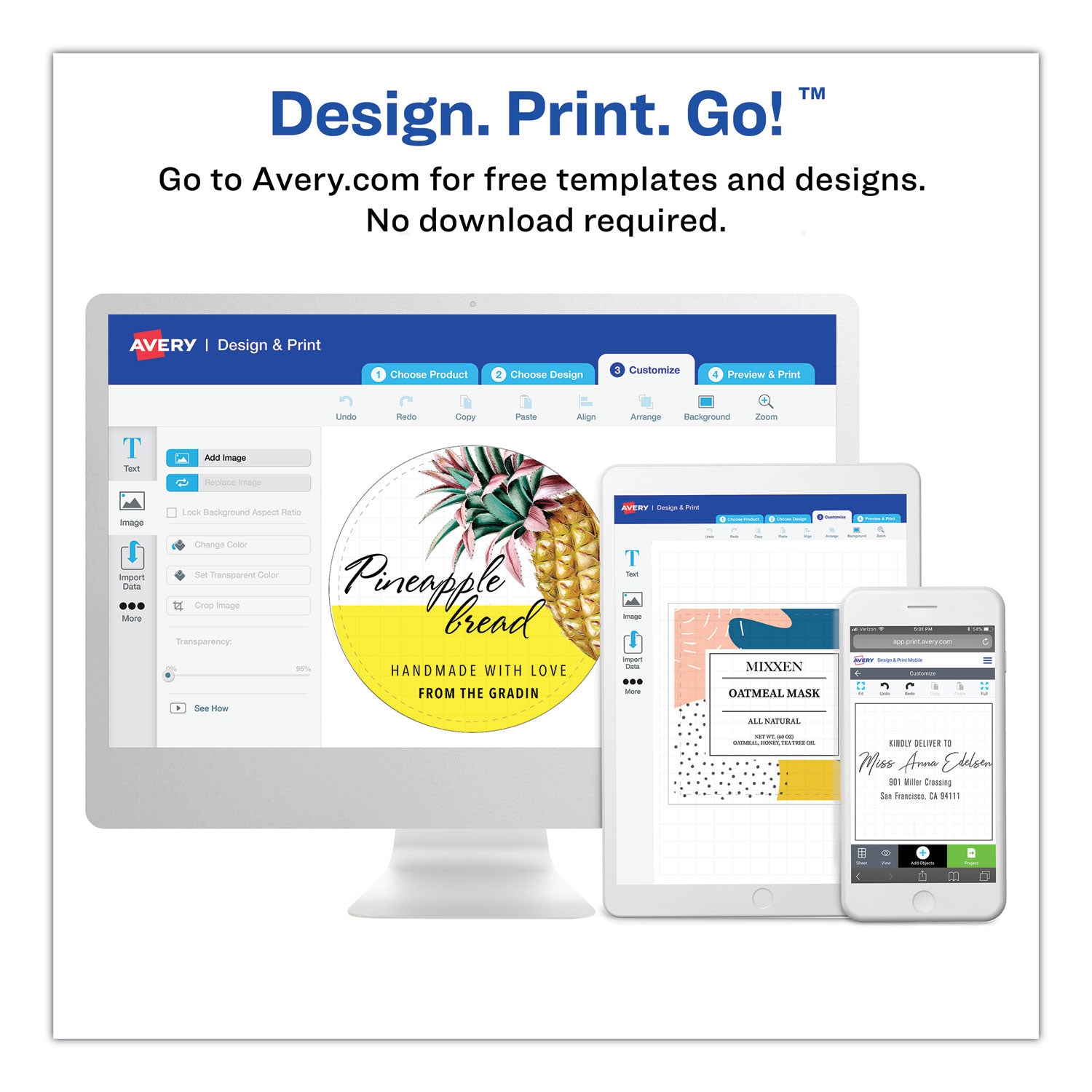 Avery® Round Brown Kraft Print-To-The-Edge Labels, 2.5" Dia, 225/pk